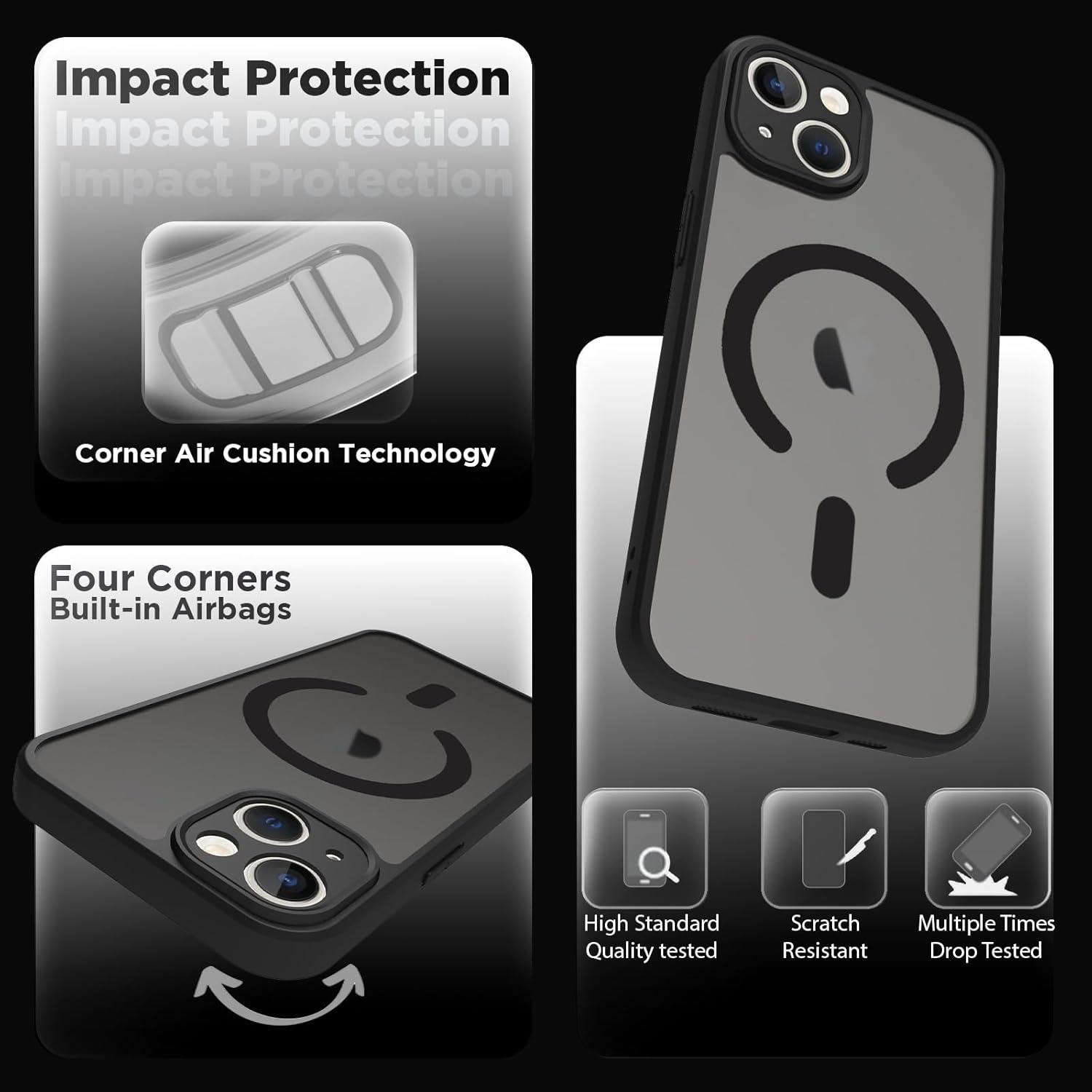 iPhone 13 Back Cover Case | Sleek Hybrid - Matte Black Magnetic