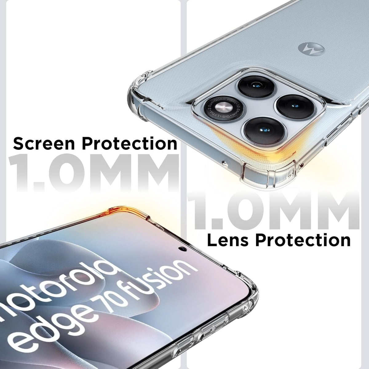 Motorola Edge 70 Fusion Back Cover Case | Clear Hybrid - Clear Smoke