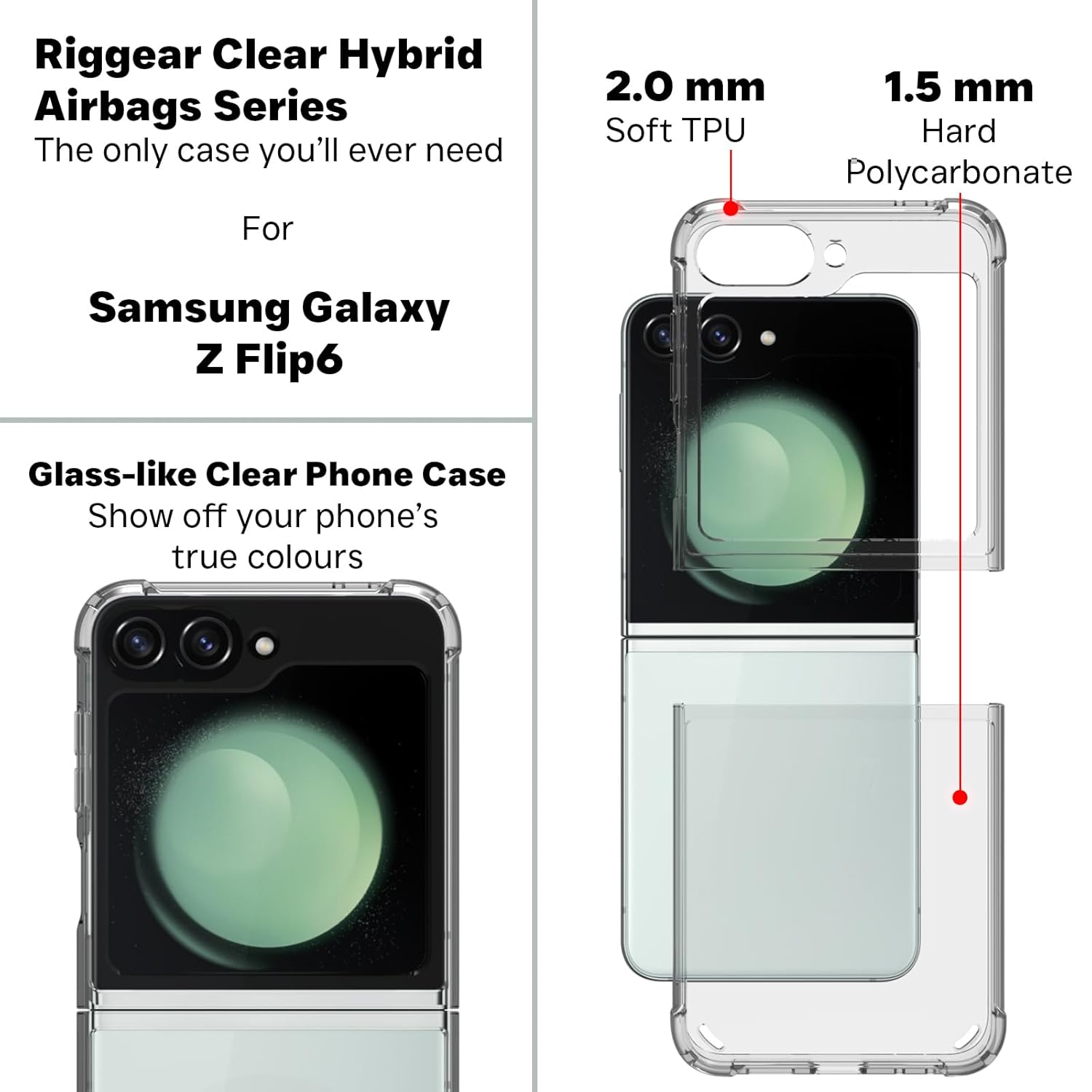 Samsung Galaxy Z Flip 6 / Z Flip 7 FE Back Cover Case | Clear Hybrid - Clear Transparent