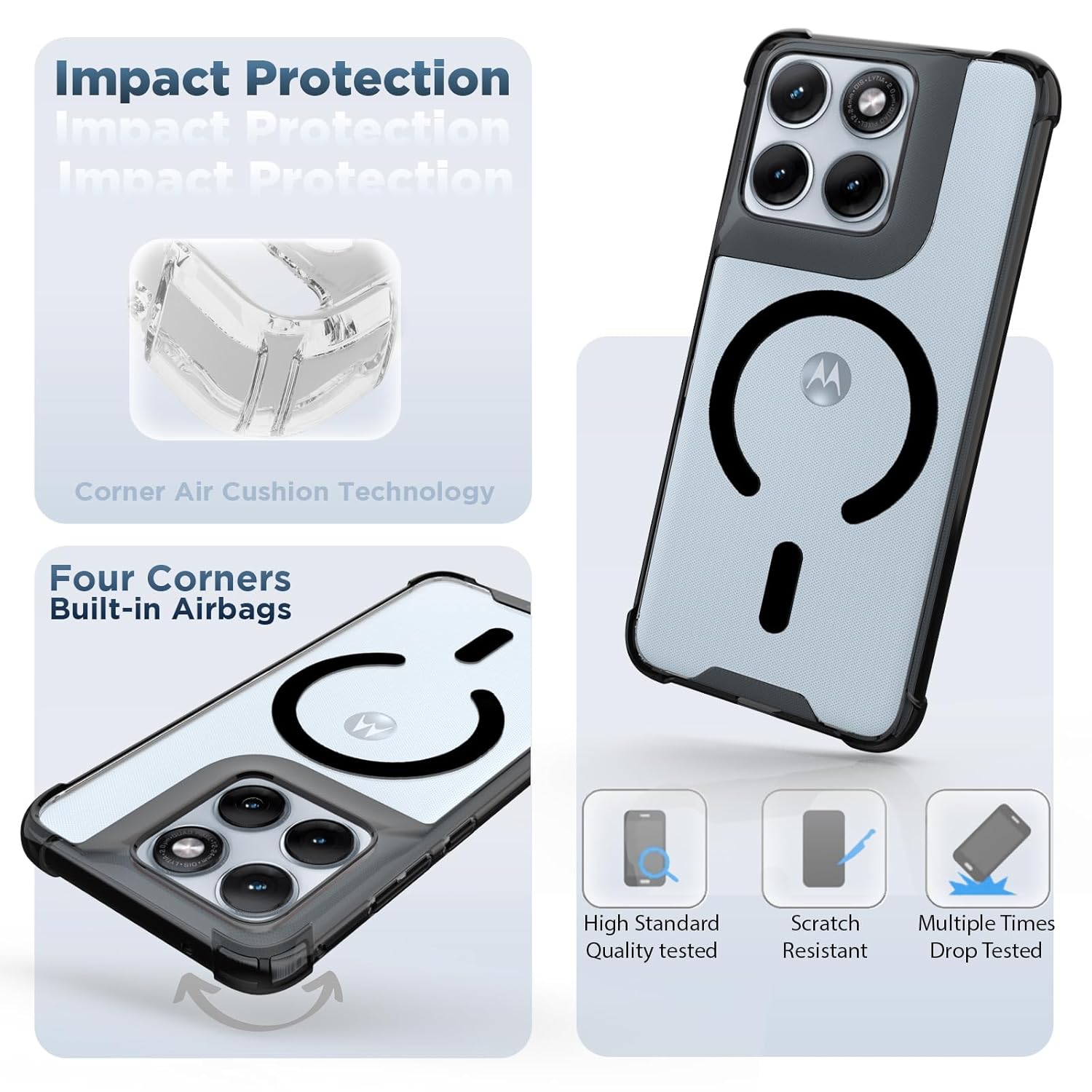Motorola Edge 70 Fusion Back Cover Case | Clear Hybrid - Clear Smoke Magnetic