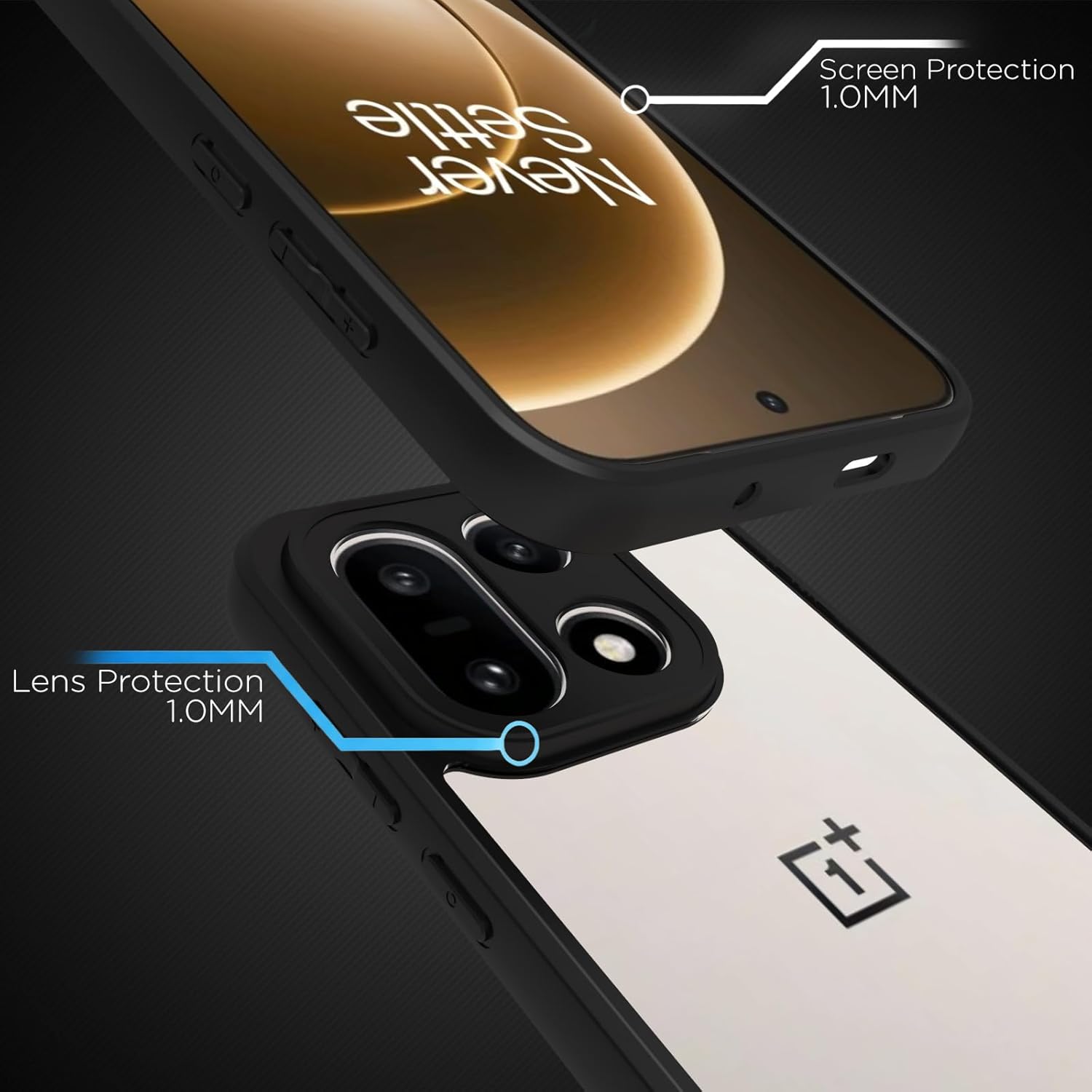 OnePlus 15 5G Back Cover Case |  Sleek Hybrid - Clear Black