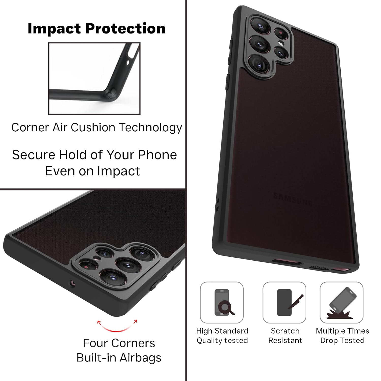 Samsung Galaxy S22 Ultra Back Cover Case | Sleek Hybrid - Matte Black