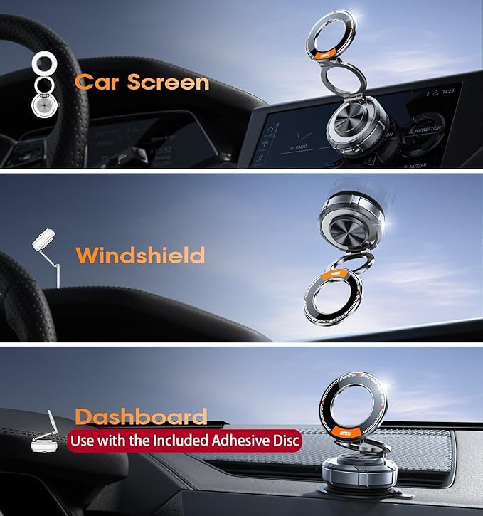 Magnetic Car Mobile Holder | 360 Degree Suction Cup Mount