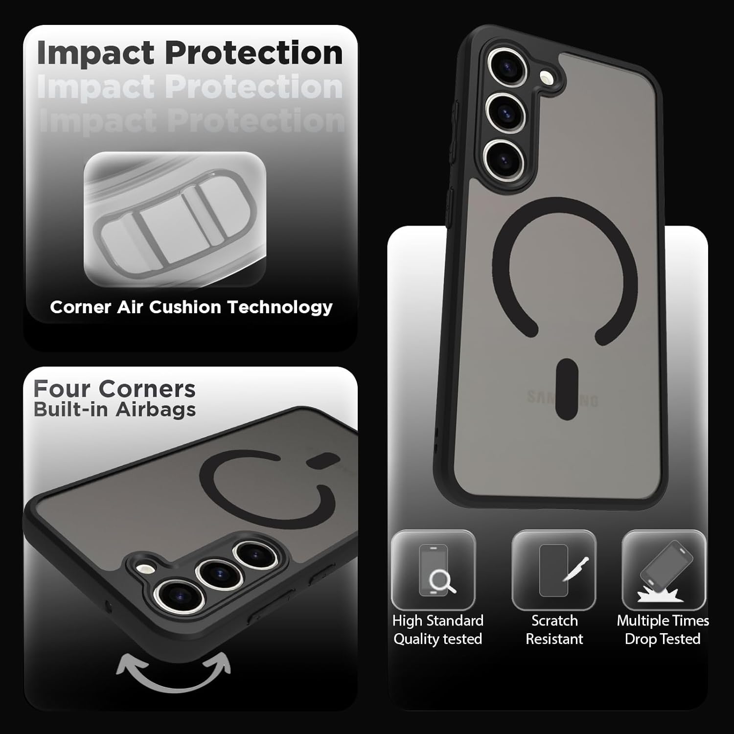 Samsung Galaxy S23 Back Cover Case | Sleek Hybrid - Matte Black Magnetic