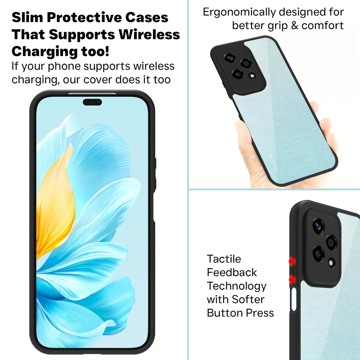 Honor 200 Lite 5G Back Cover Case | Sleek Hybrid - Clear Black