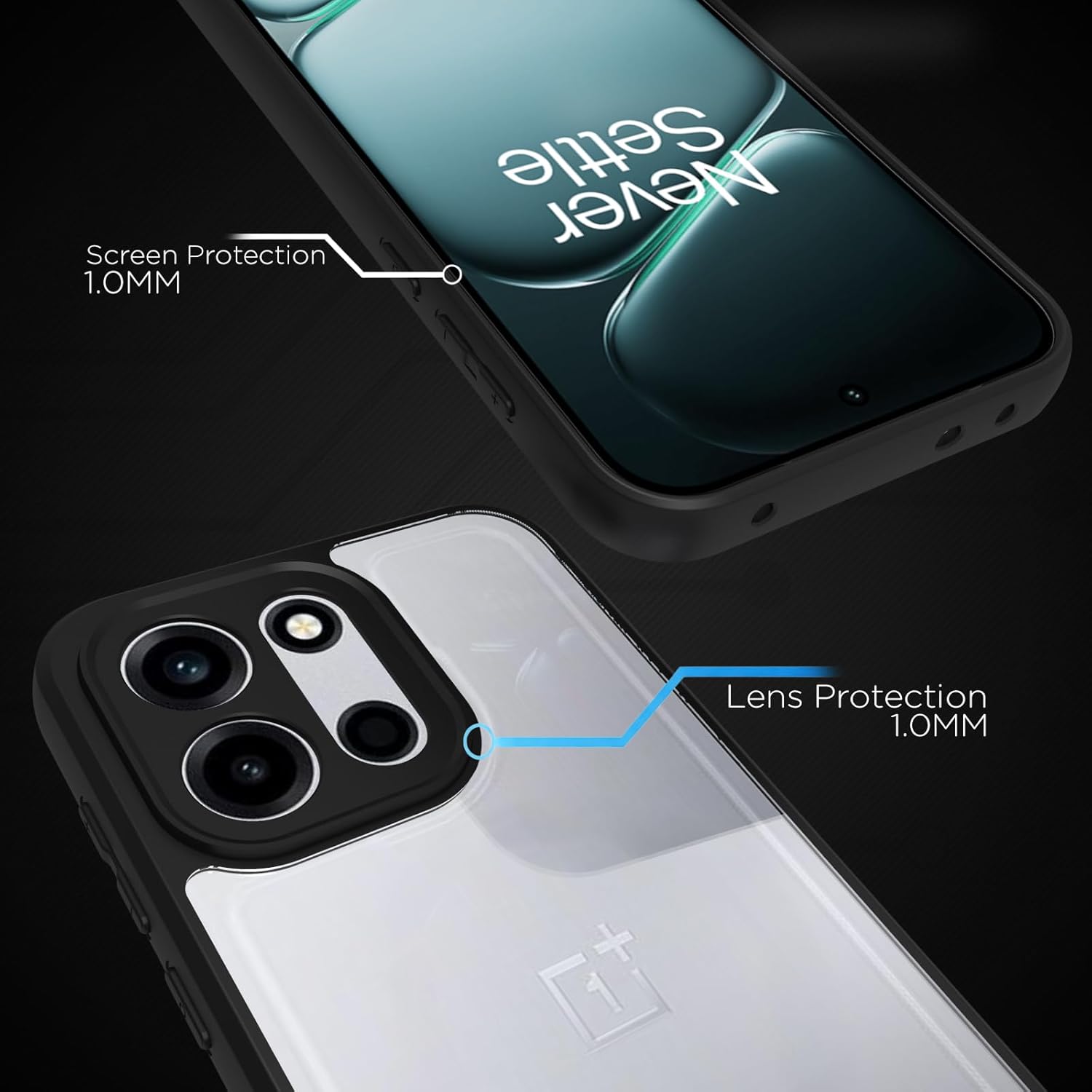 OnePlus Nord 6 5G / Nord CE 6 5G Back Cover Case | Clear Hybrid - Clear Black