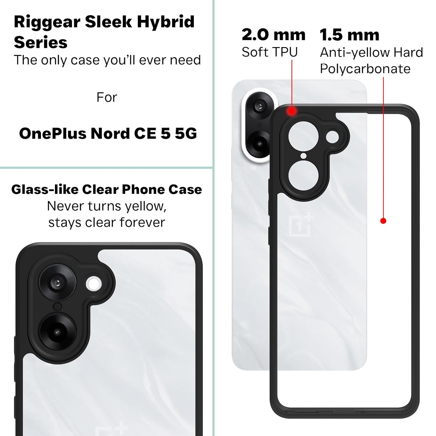 OnePlus Nord CE5 / Nord CE 5 5G Back Cover Case | Clear Hybrid - Clear