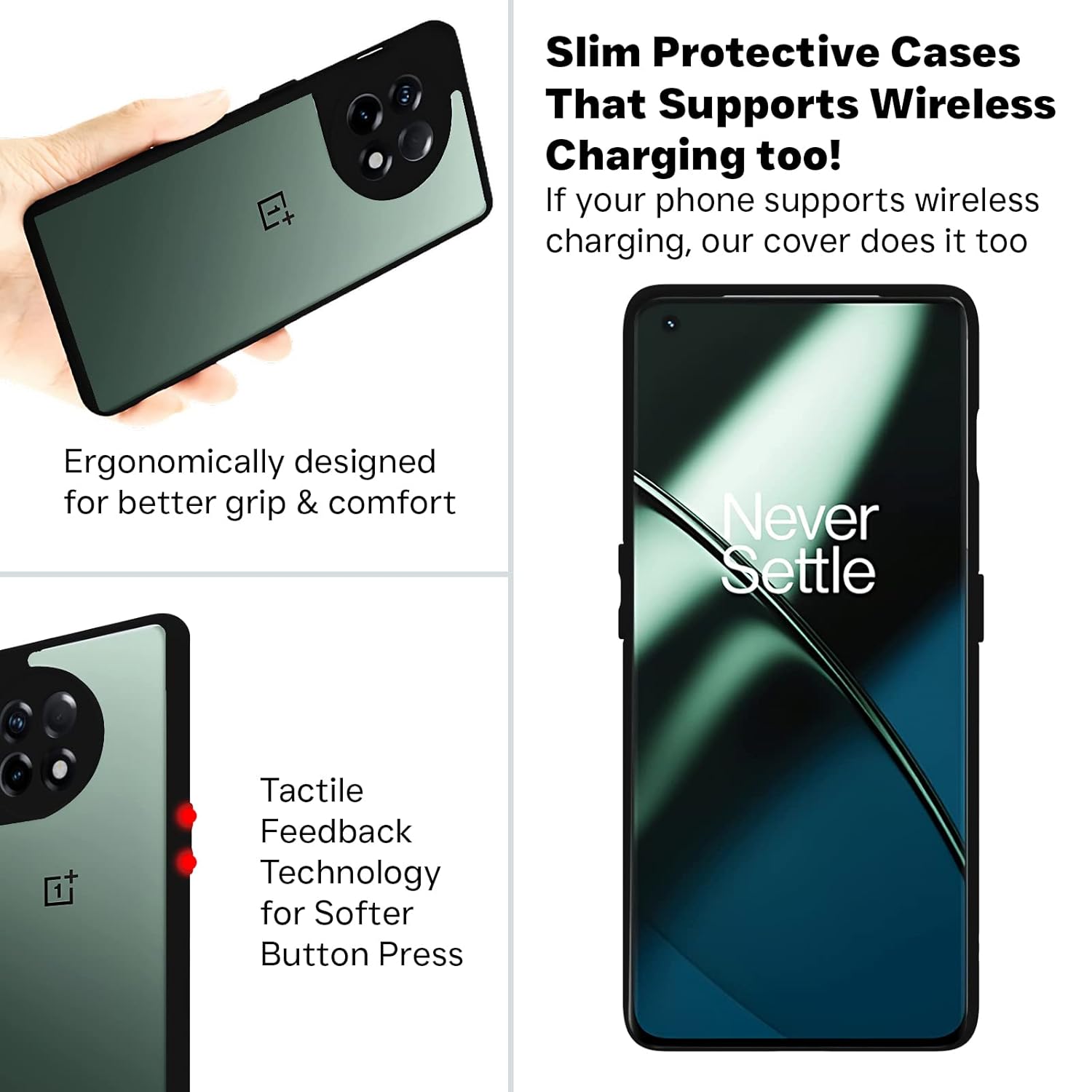 OnePlus 11 5G Back Cover Case | Sleek Hybrid - Clear Black