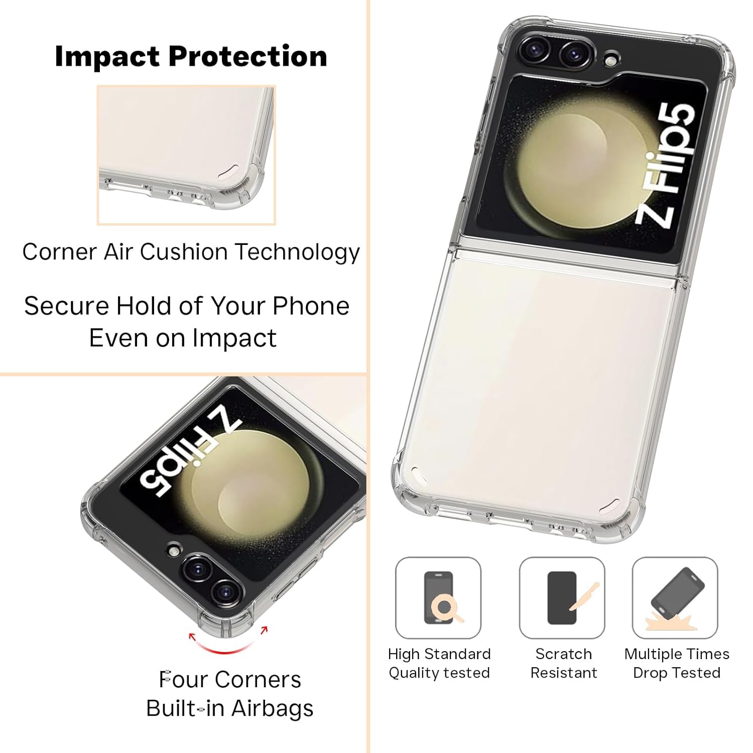 Samsung Galaxy Z Flip 5 Back Cover Case | Clear Hybrid - Clear Transparent