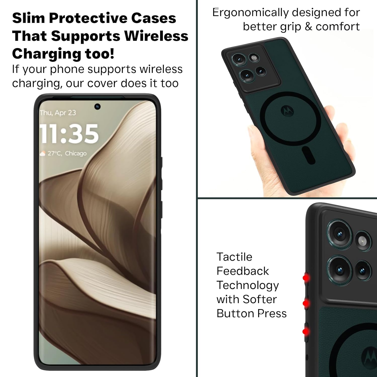 Motorola Edge 50 Back Cover Case | Sleek Hybrid - Matte Black Magnetic