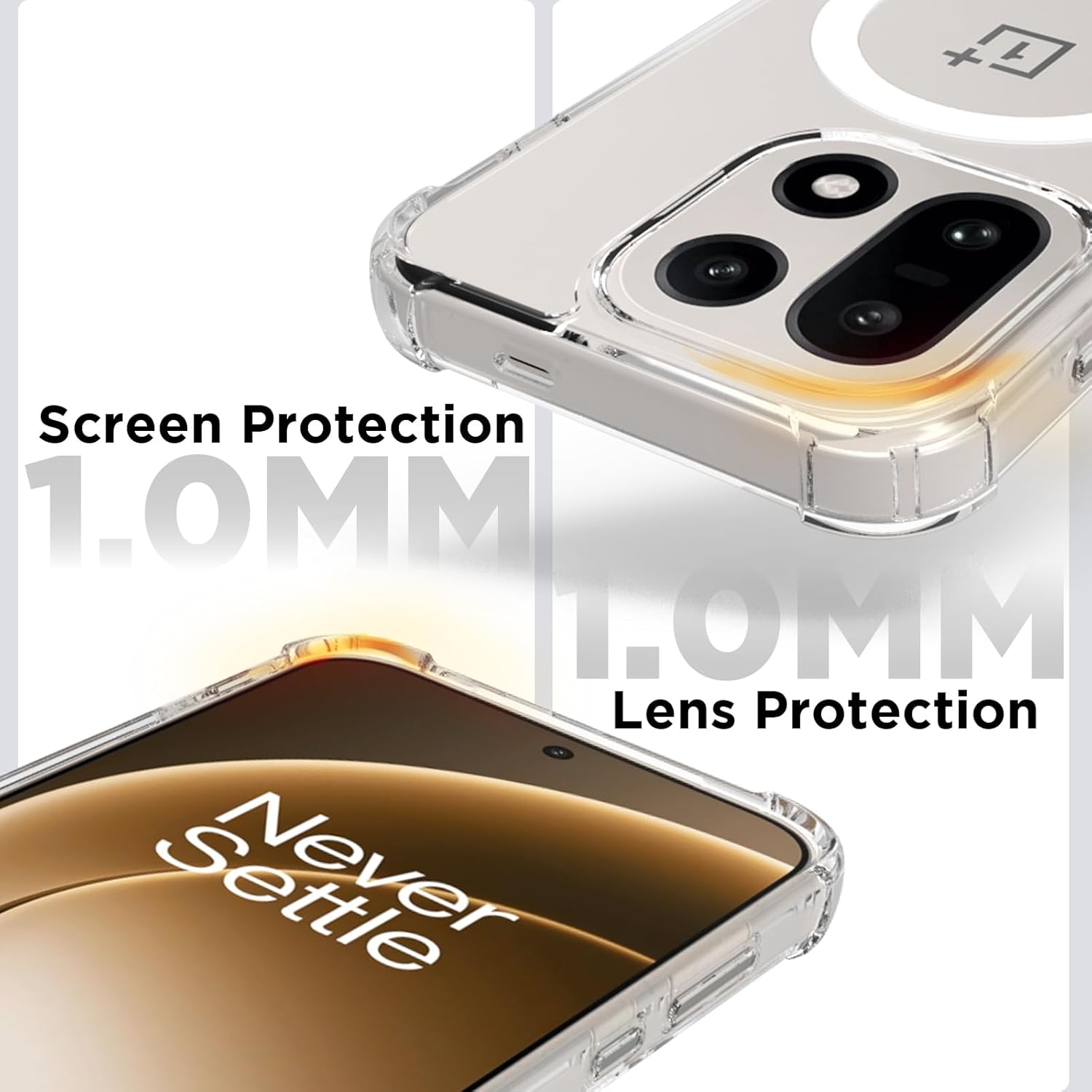 OnePlus 15 5G Back Cover Case | Clear Hybrid - Clear Smoke Magnetic