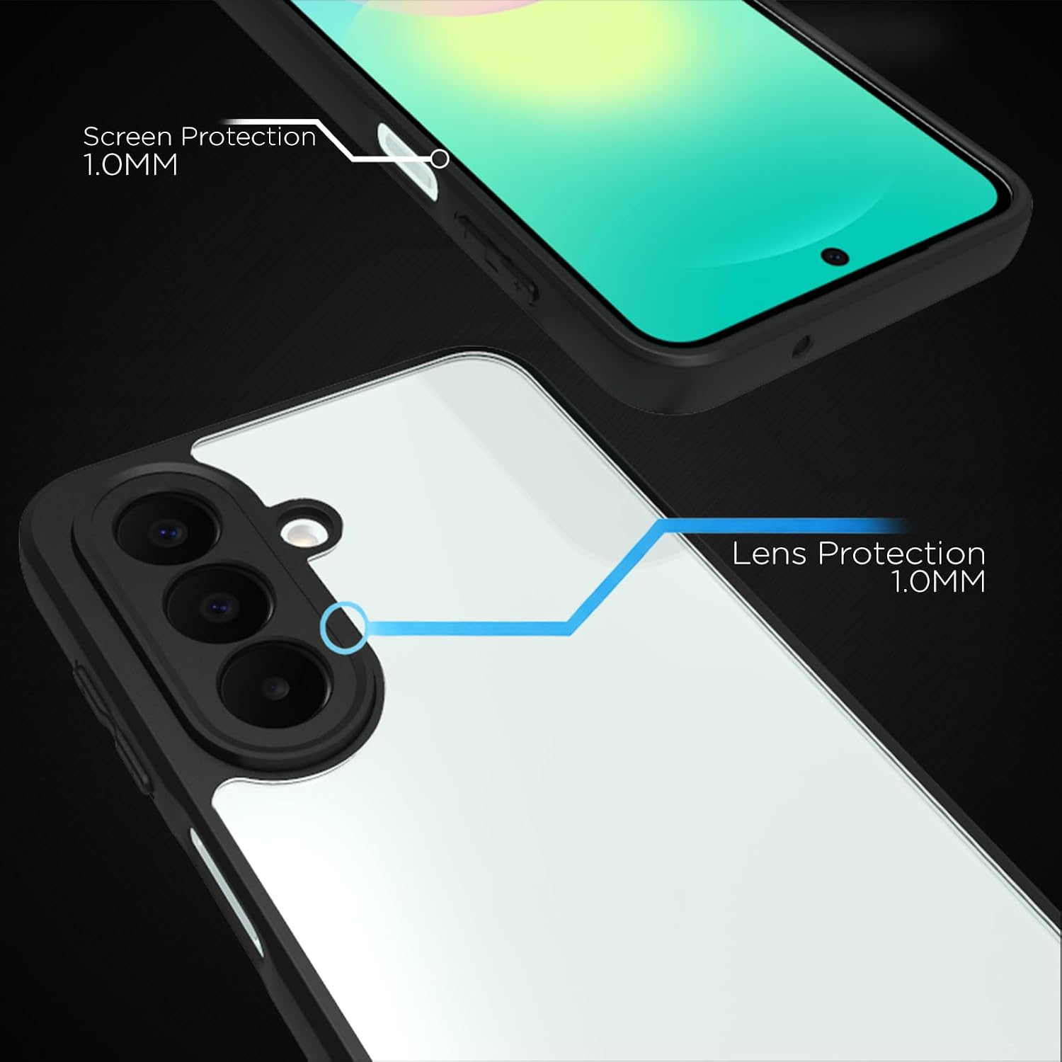 Samsung Galaxy A27 Back Cover Case | Sleek Hybrid - Clear Black
