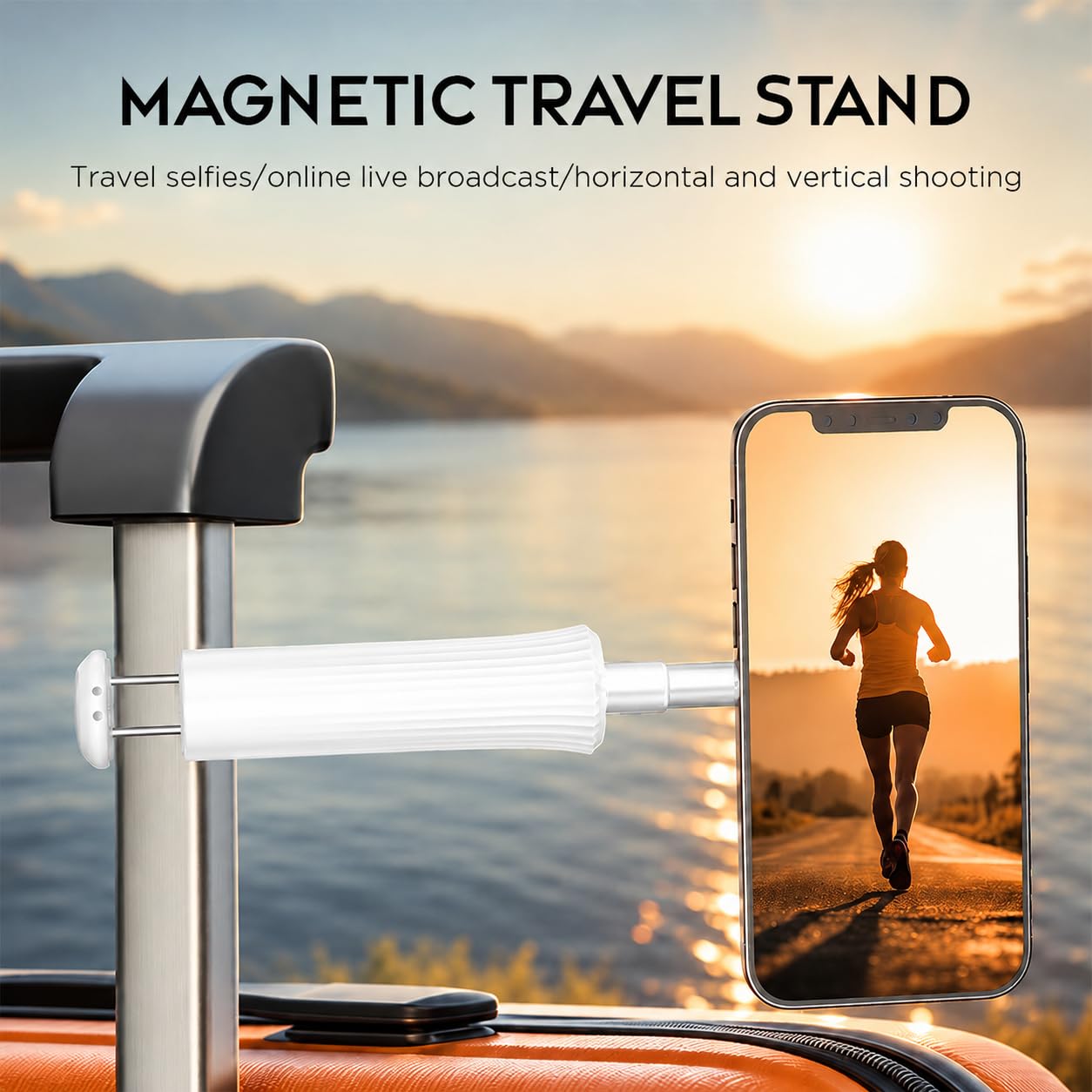 Magnetic Selfie Stick Tripod | 360 Degree Rotatable Phone Holder - White