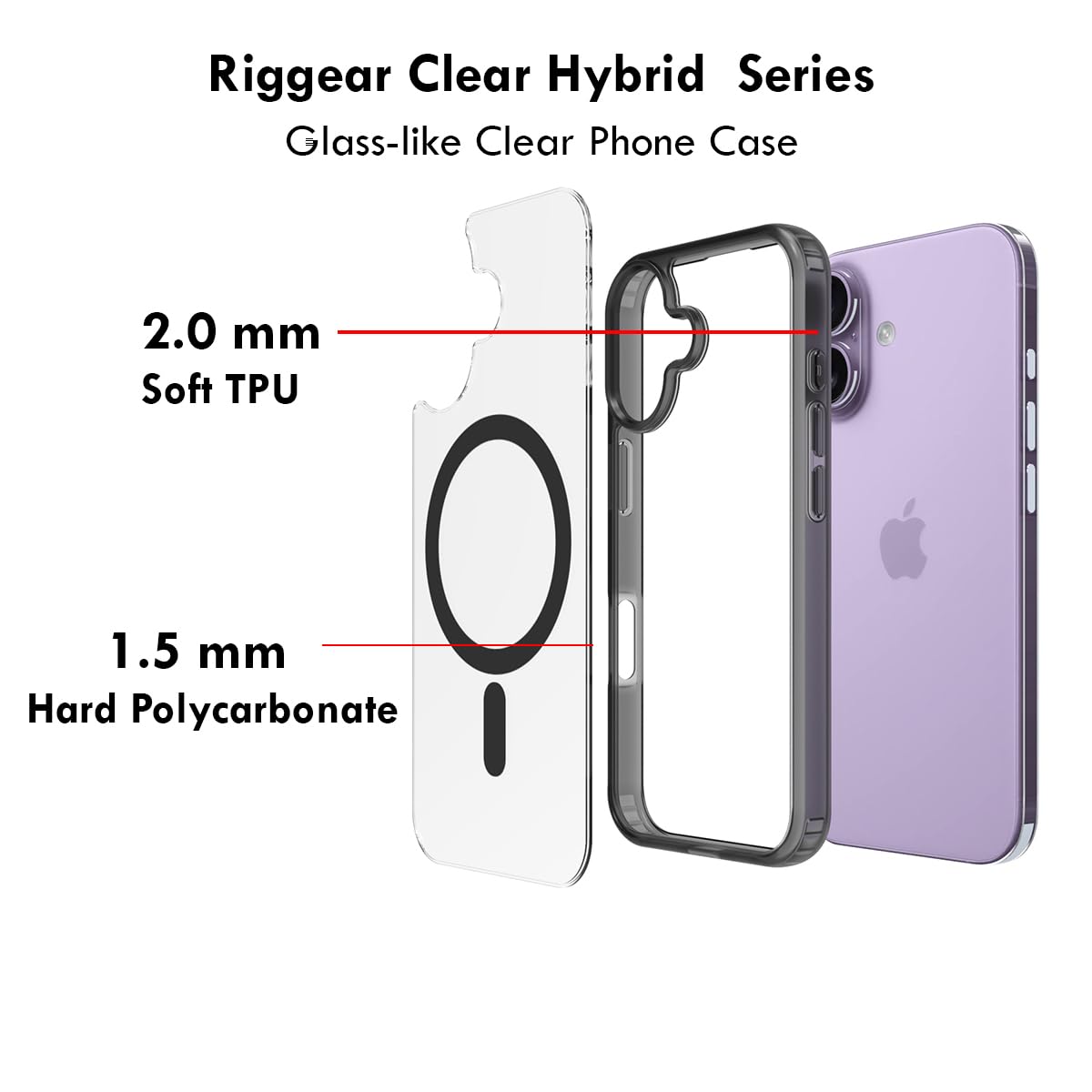 iPhone 17 Back Cover Case | Clear Hybrid - Clear Smoke Magnetic
