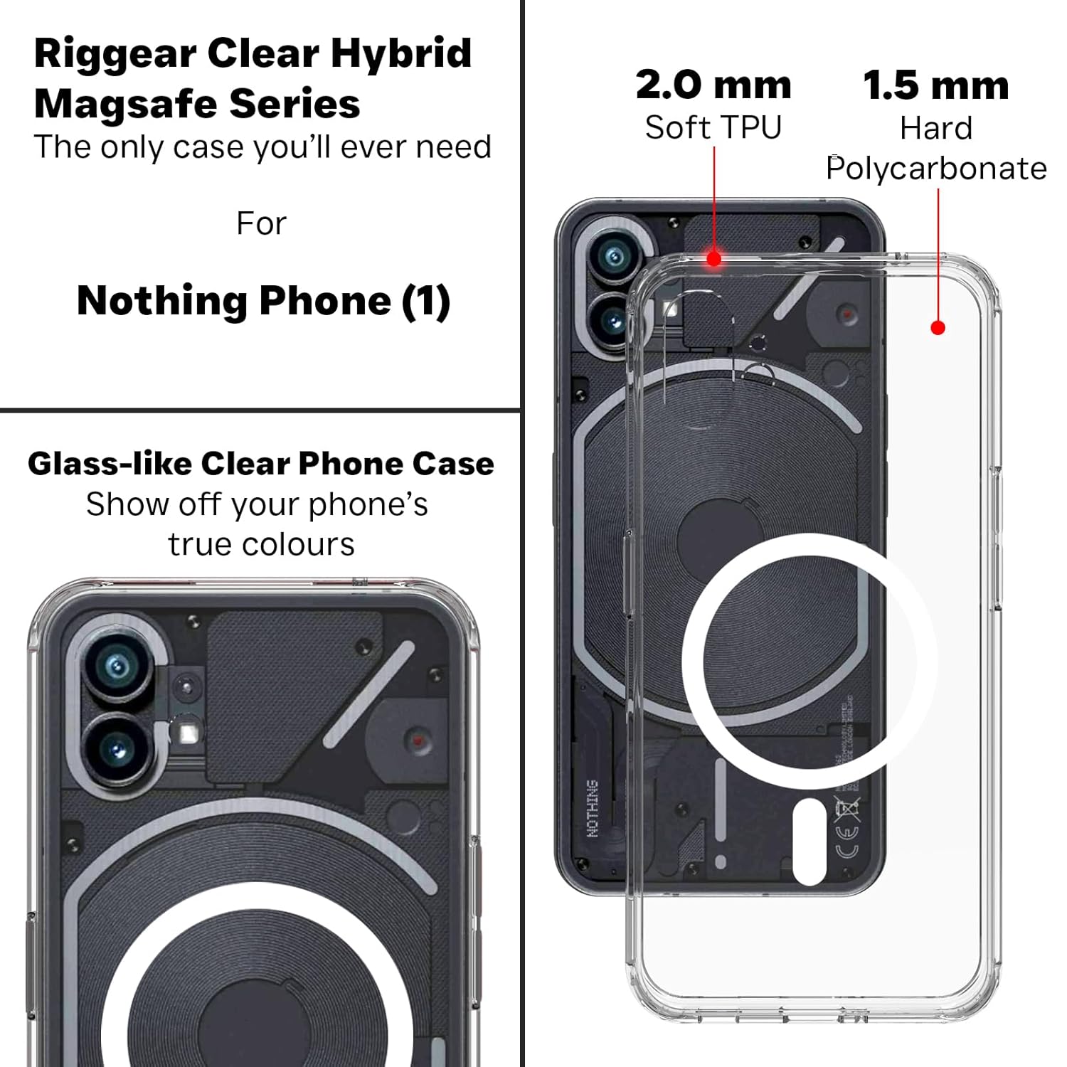 Nothing Phone 1 Back Cover Case | Clear Hybrid - Clear Smoke Magnetic