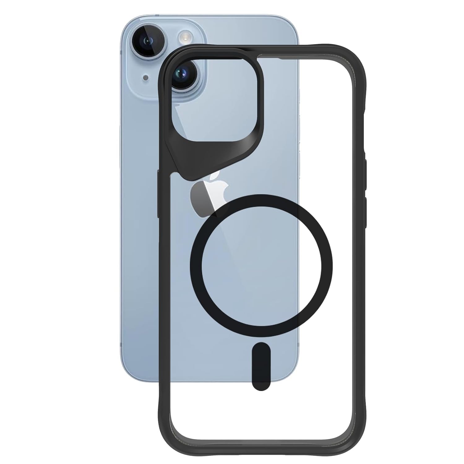 iPhone 13 / iPhone 14 Back Cover Case | Tough Hybrid - Clear Black Magnetic