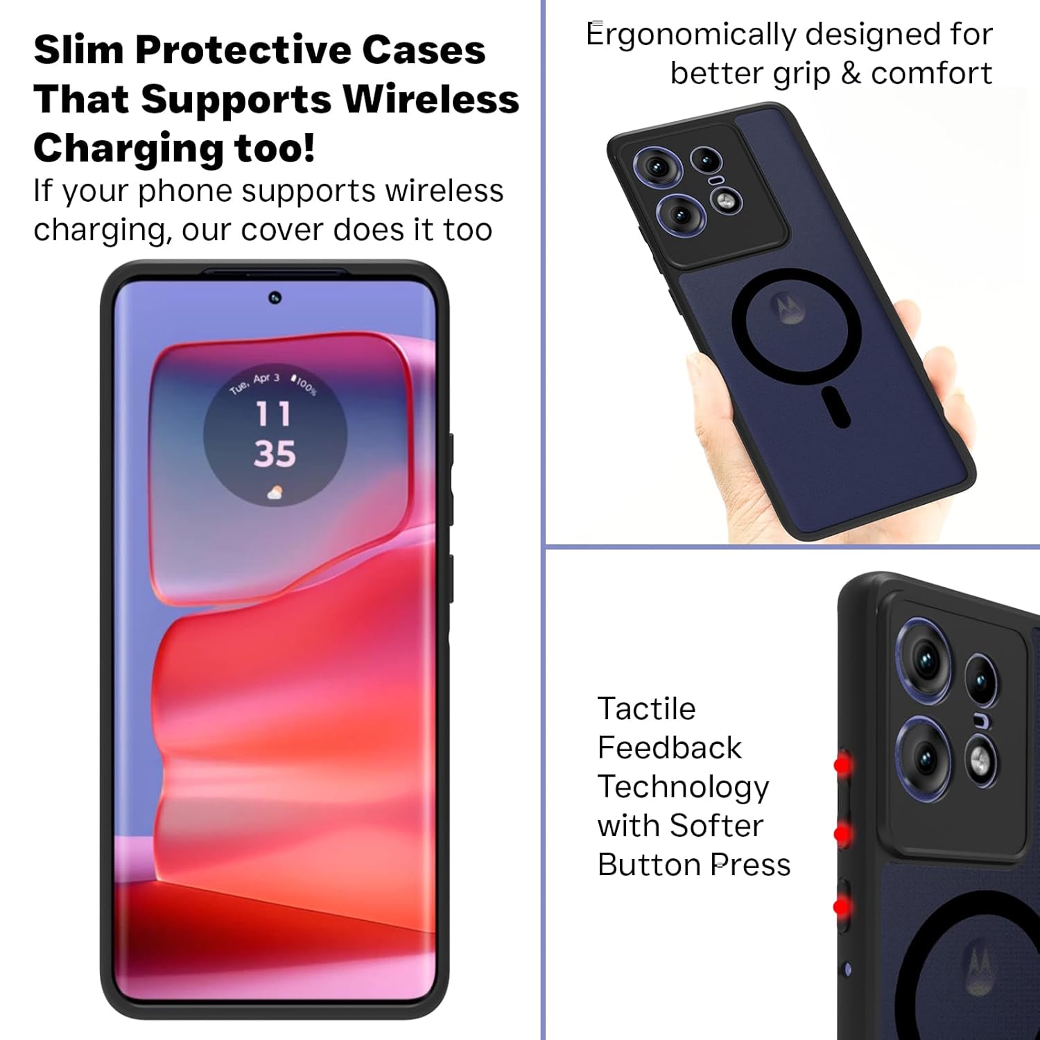 Motorola Moto Edge 50 Pro 5G Back Cover Case | Sleek Hybrid - Matte Black Magnetic