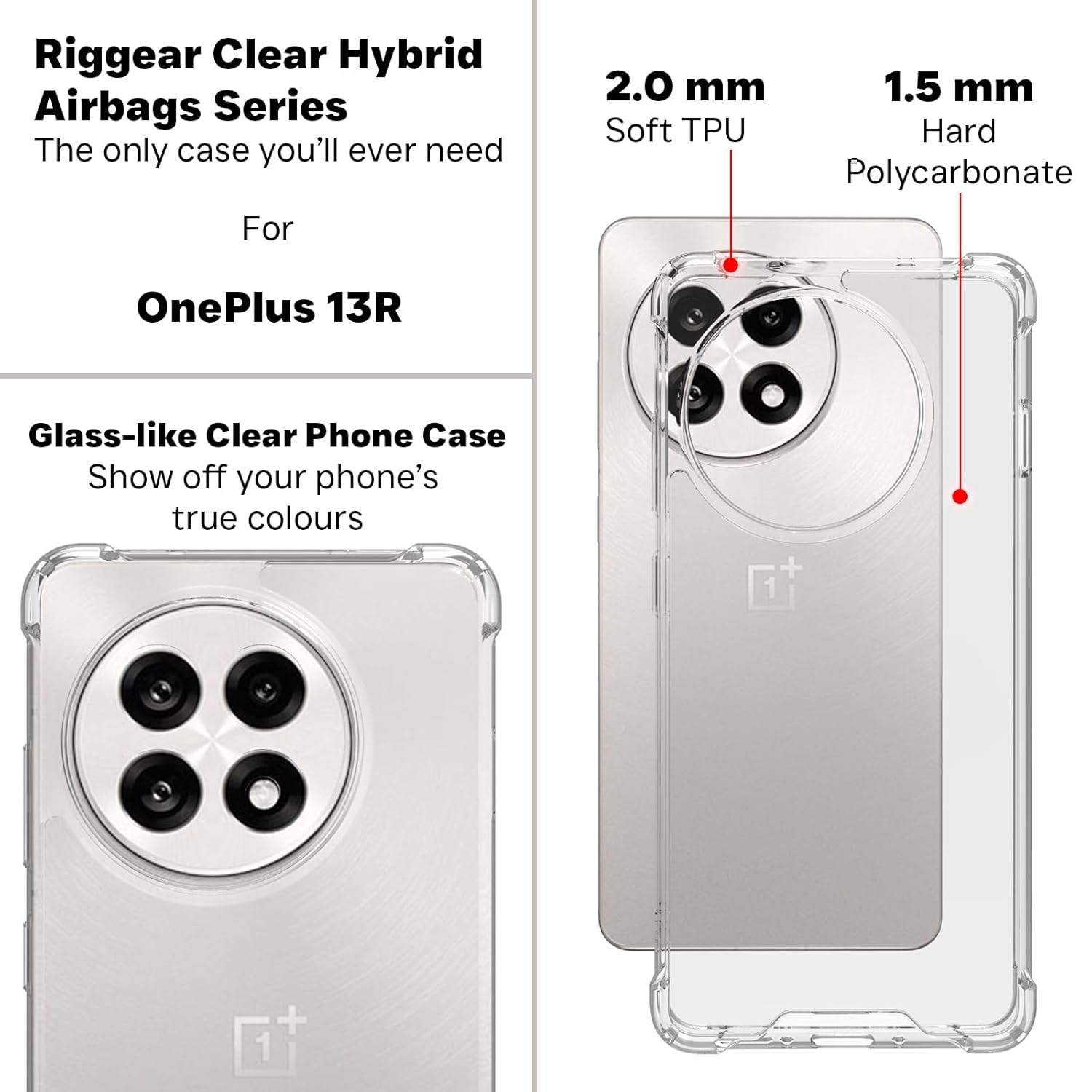 OnePlus 13R 5G Back Cover Case | Clear Hybrid - Clear