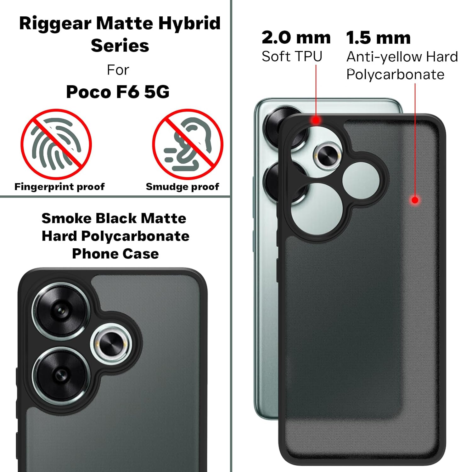 Poco F6 5G Back Cover Case | Sleek Hybrid - Matte Black
