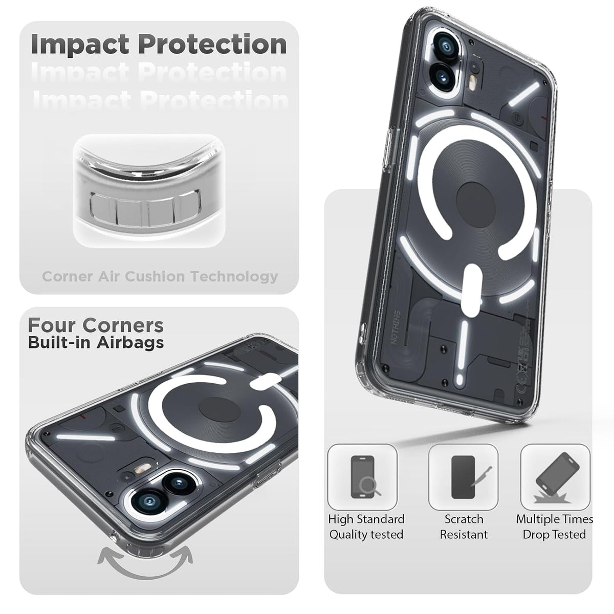 Nothing Phone 2 Back Cover Case | Clear Hybrid - Clear Smoke Magnetic