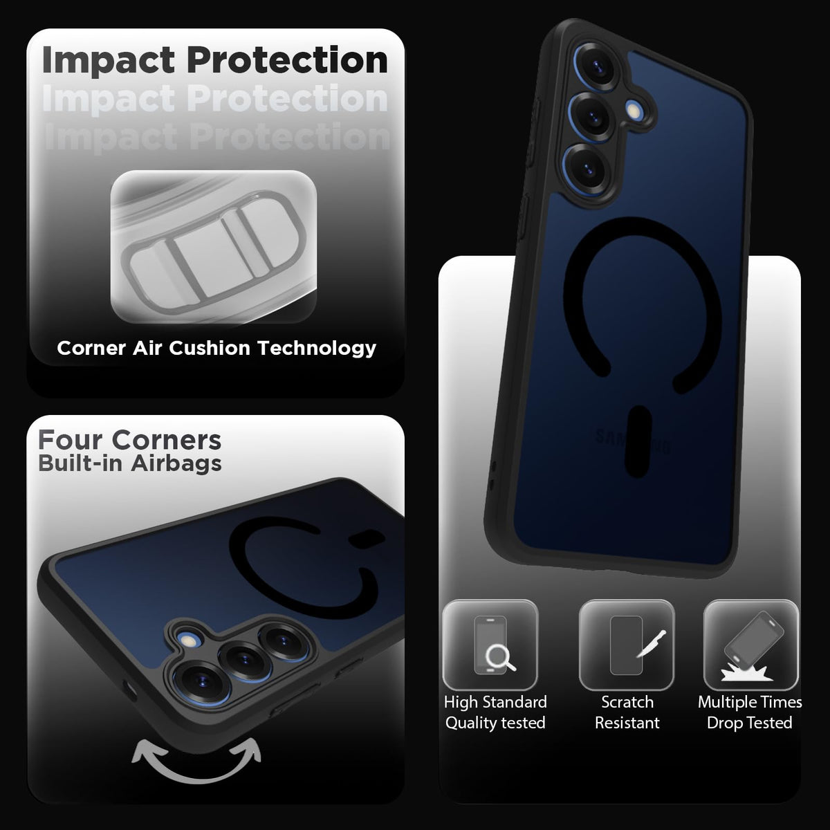 Samsung Galaxy S25 Back Cover Case | Sleek Hybrid - Matte Black Magnetic