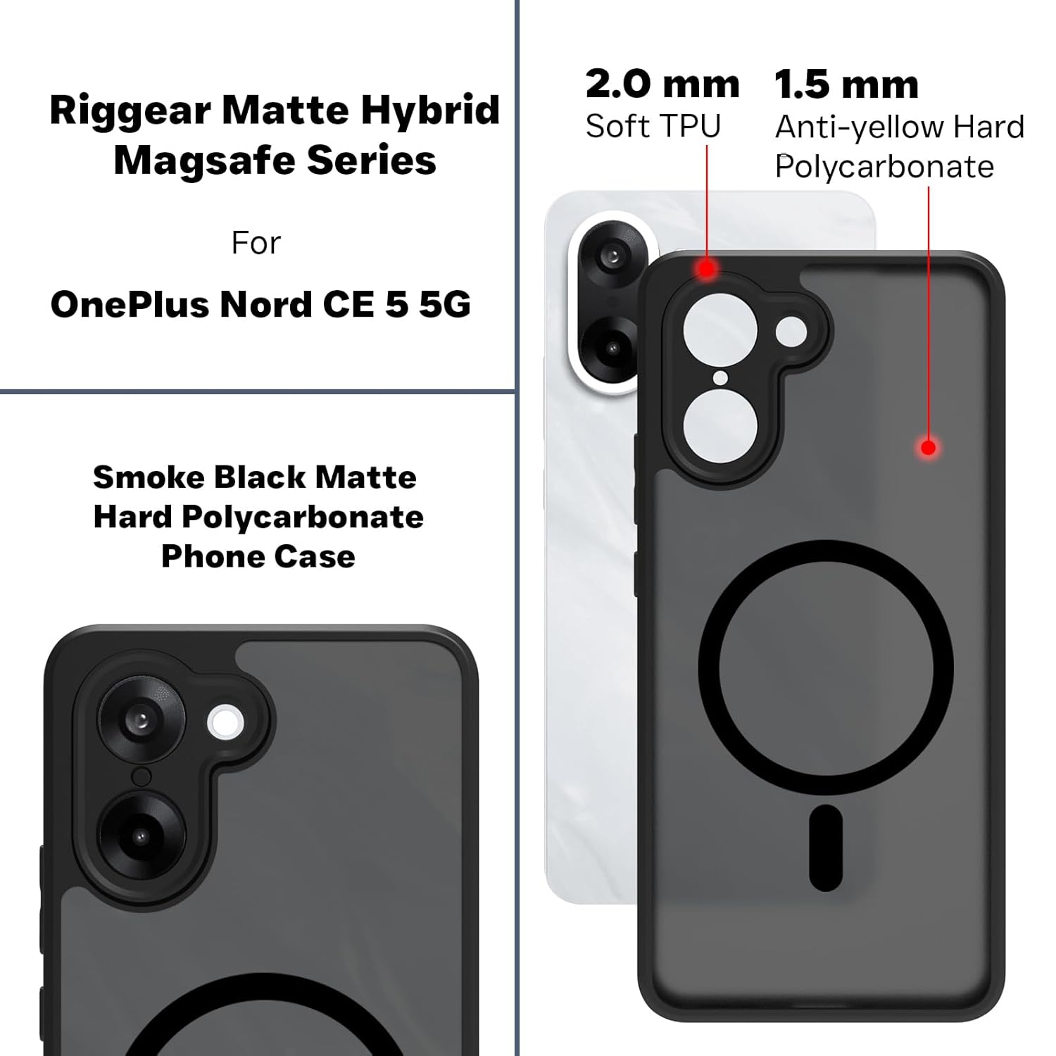 OnePlus Nord CE5 / Nord CE 5 5G Back Cover Case | Sleek Hybrid - Matte Black Magnetic