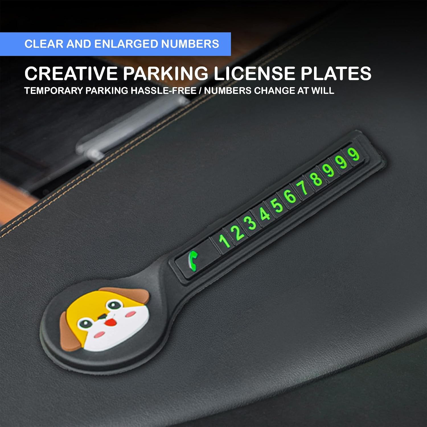 Car Dashboard Anti-Slip Mat |  Dog Design Phone Number Plate