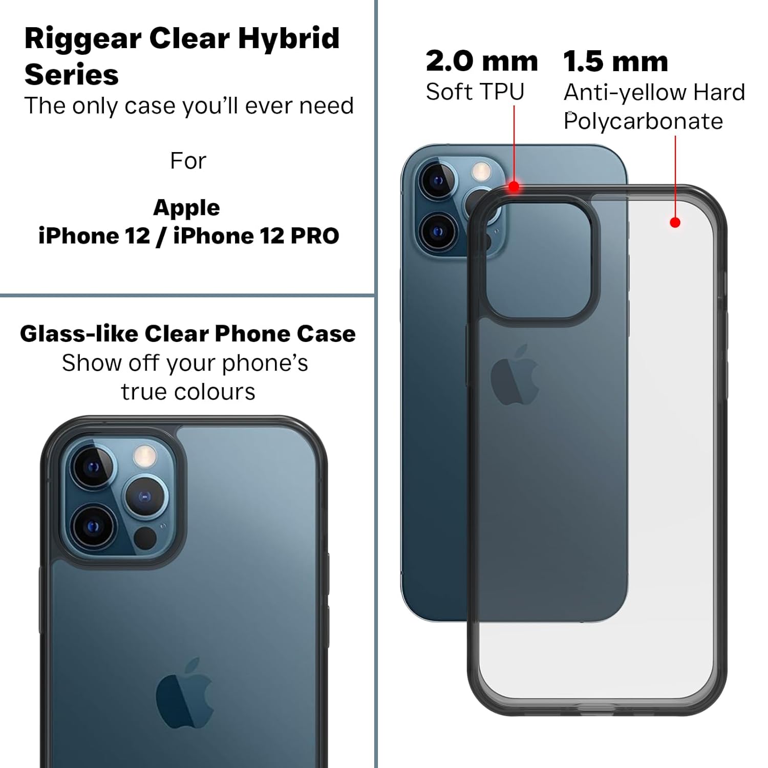 iPhone 12 / 12 Pro Back Cover Case | Clear Hybrid - Clear Smoke