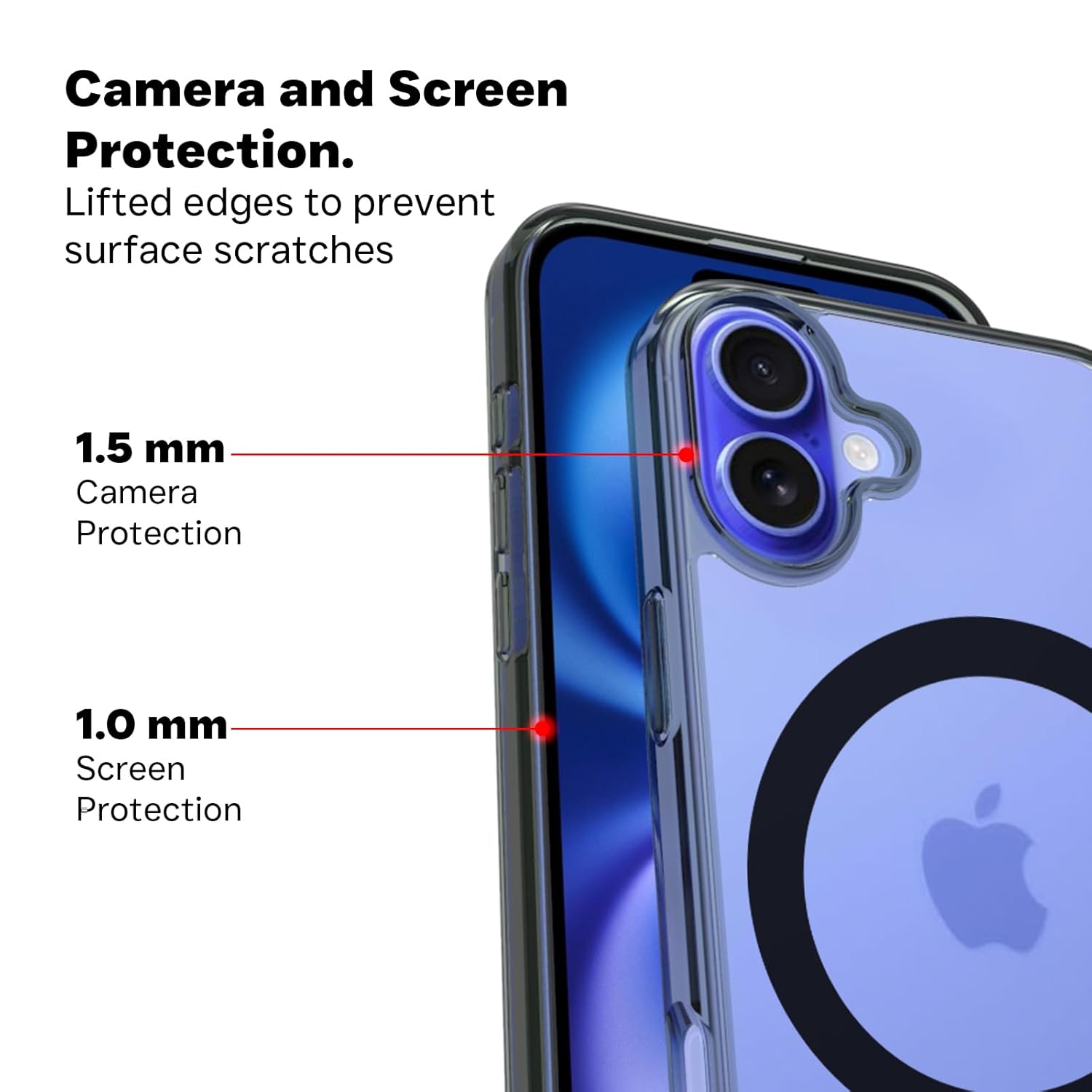 iPhone 16 Plus Back Cover Case | Clear Hybrid - Clear Black Magnetic