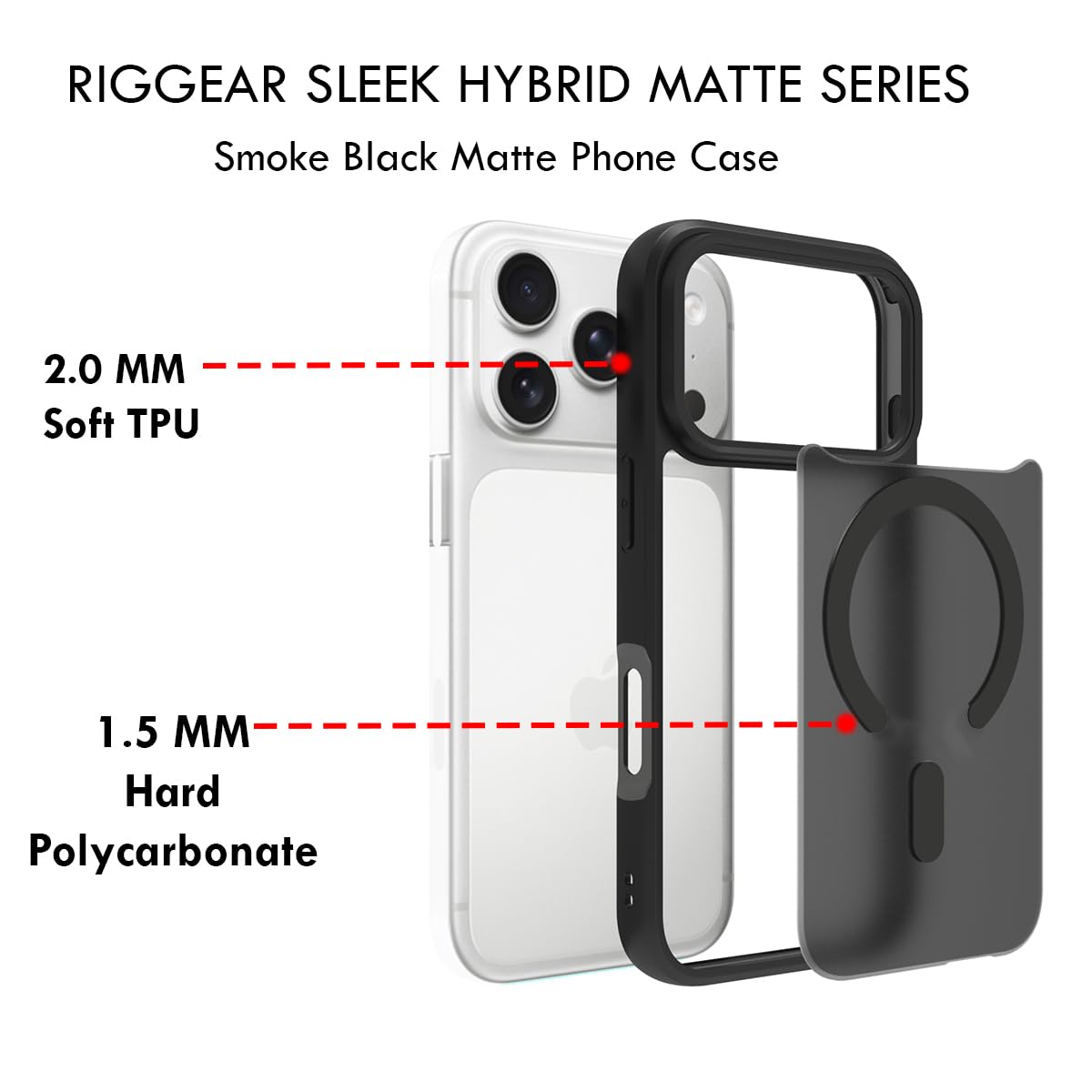 iPhone 17 Pro Back Cover Case | Sleek Hybrid - Matte Black Magnetic