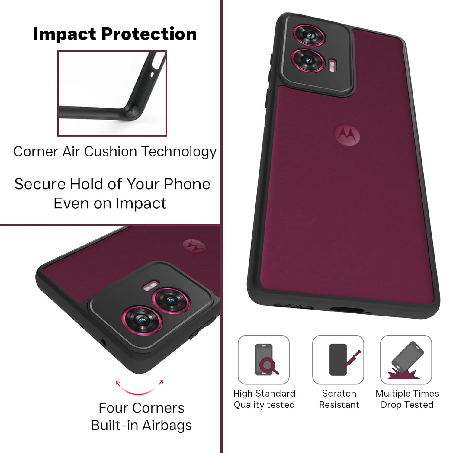 Motorola Edge 50 Fusion / G96 5G Back Cover Case | Sleek Hybrid - Matte Black