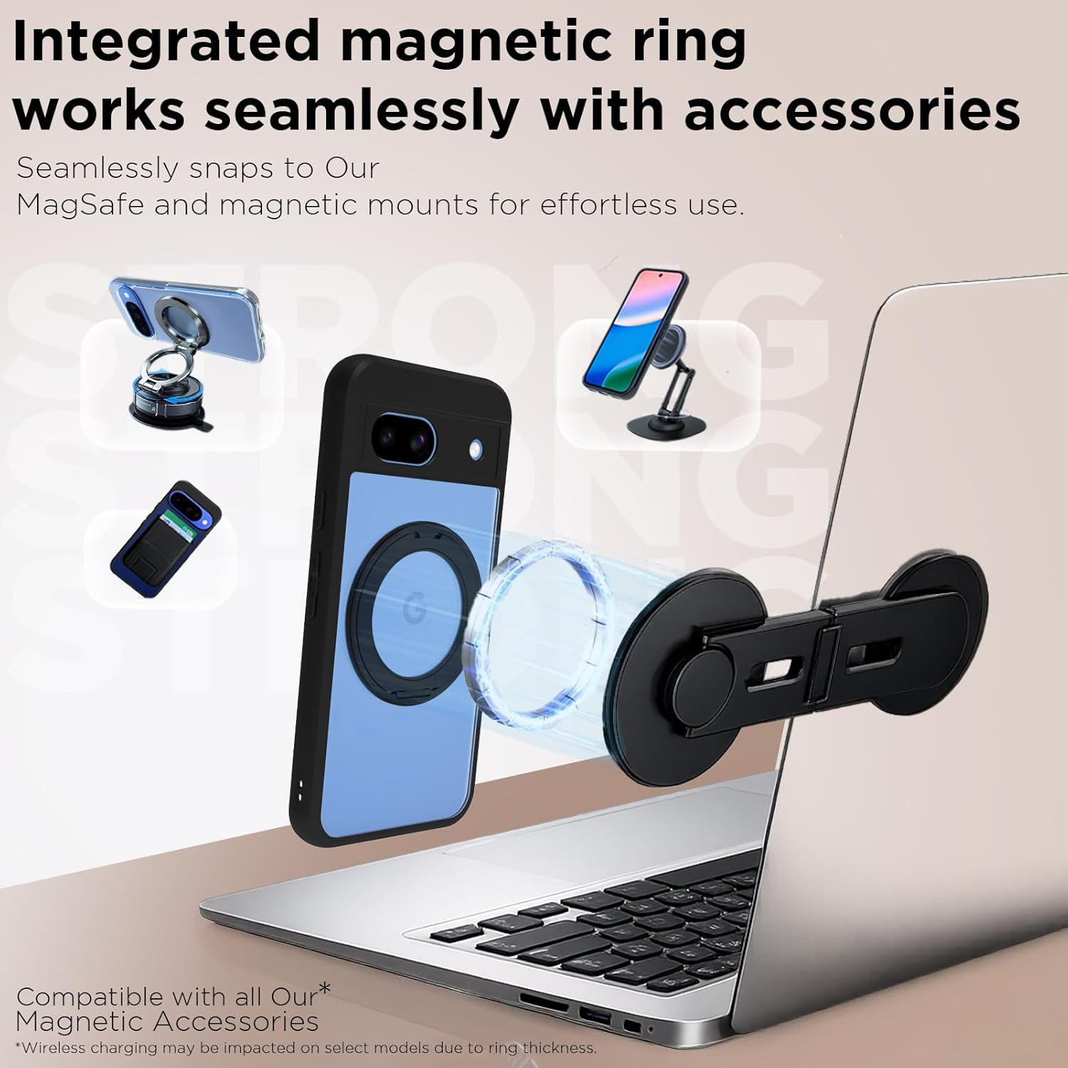 Google Pixel 8A Back Cover Case | Clear Hybrid - Clear Black Magnetic