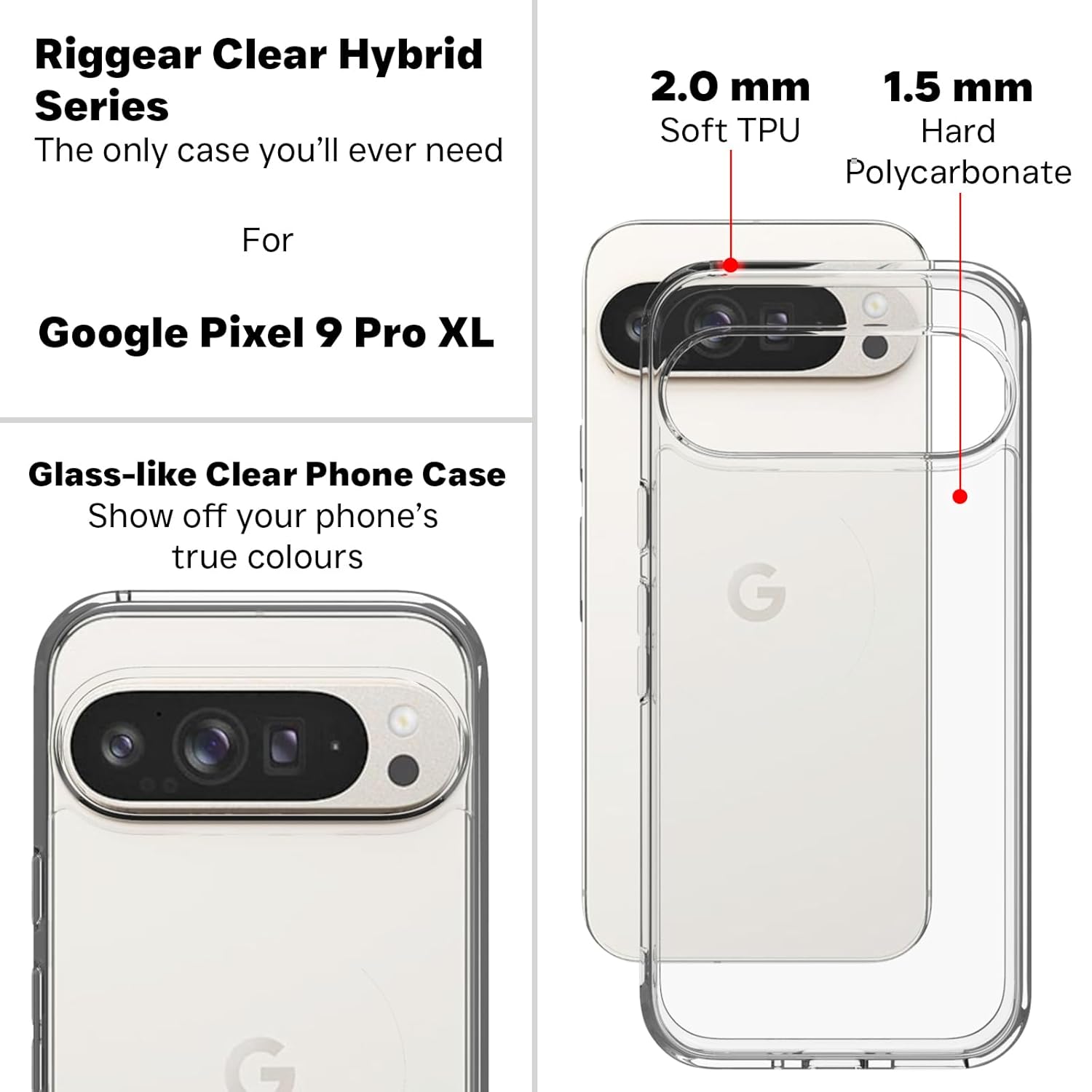 Google Pixel 9 Pro XL Back Cover Case | Clear Hybrid - Clear