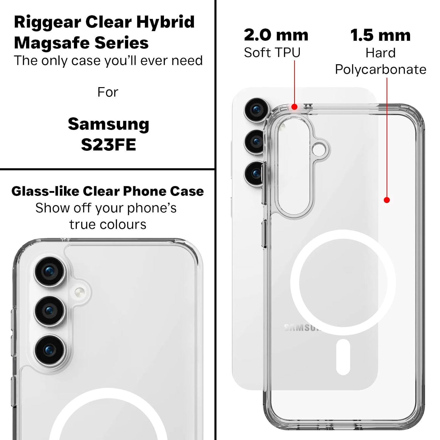 Samsung Galaxy S23 FE Back Cover Case | Sleek Hybrid - Clear Magnetic