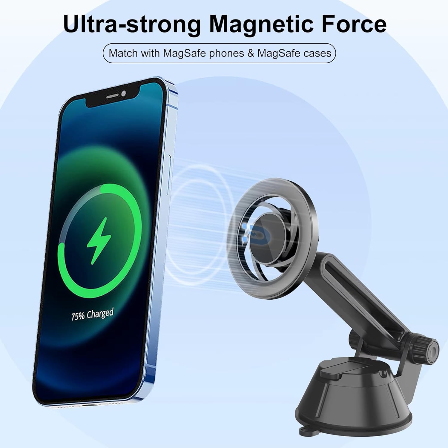 Magnetic Car Mobile Holder | Dashboard Mount - MagSafe Compatible
