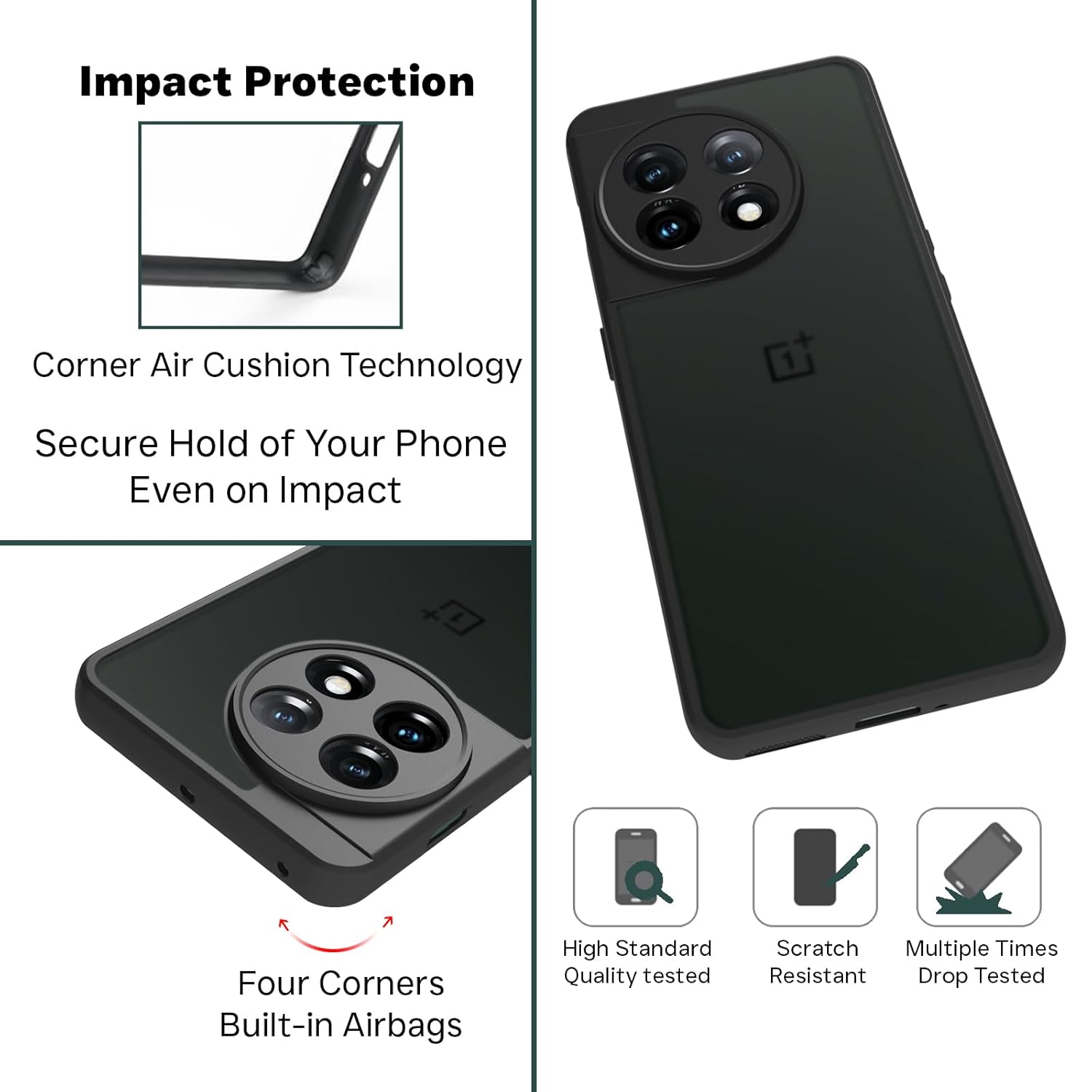 OnePlus 11 Back Cover Case | Sleek Hybrid - Matte Black