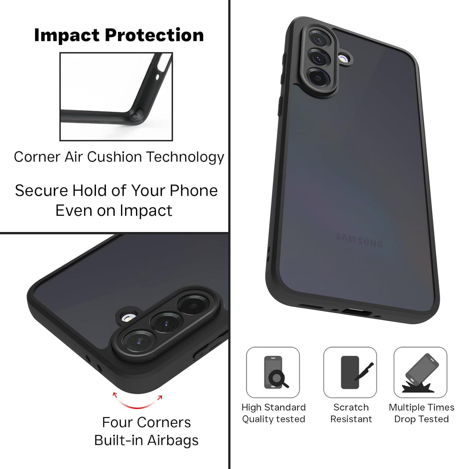 Samsung Galaxy A36 5G Back Cover Case | Sleek Hybrid - Matte Black