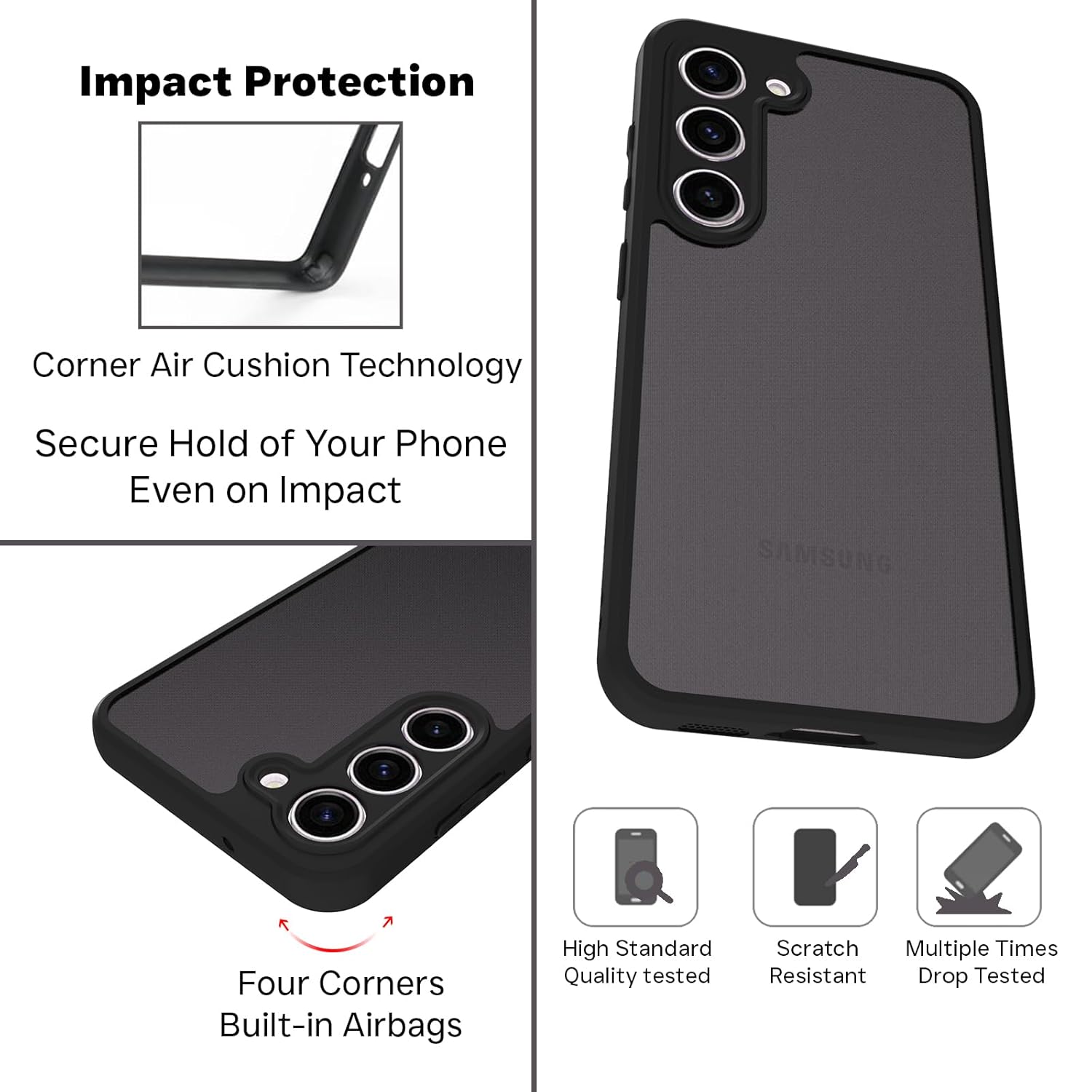 Samsung Galaxy S23 Back Cover Case | Sleek Hybrid - Matte Black