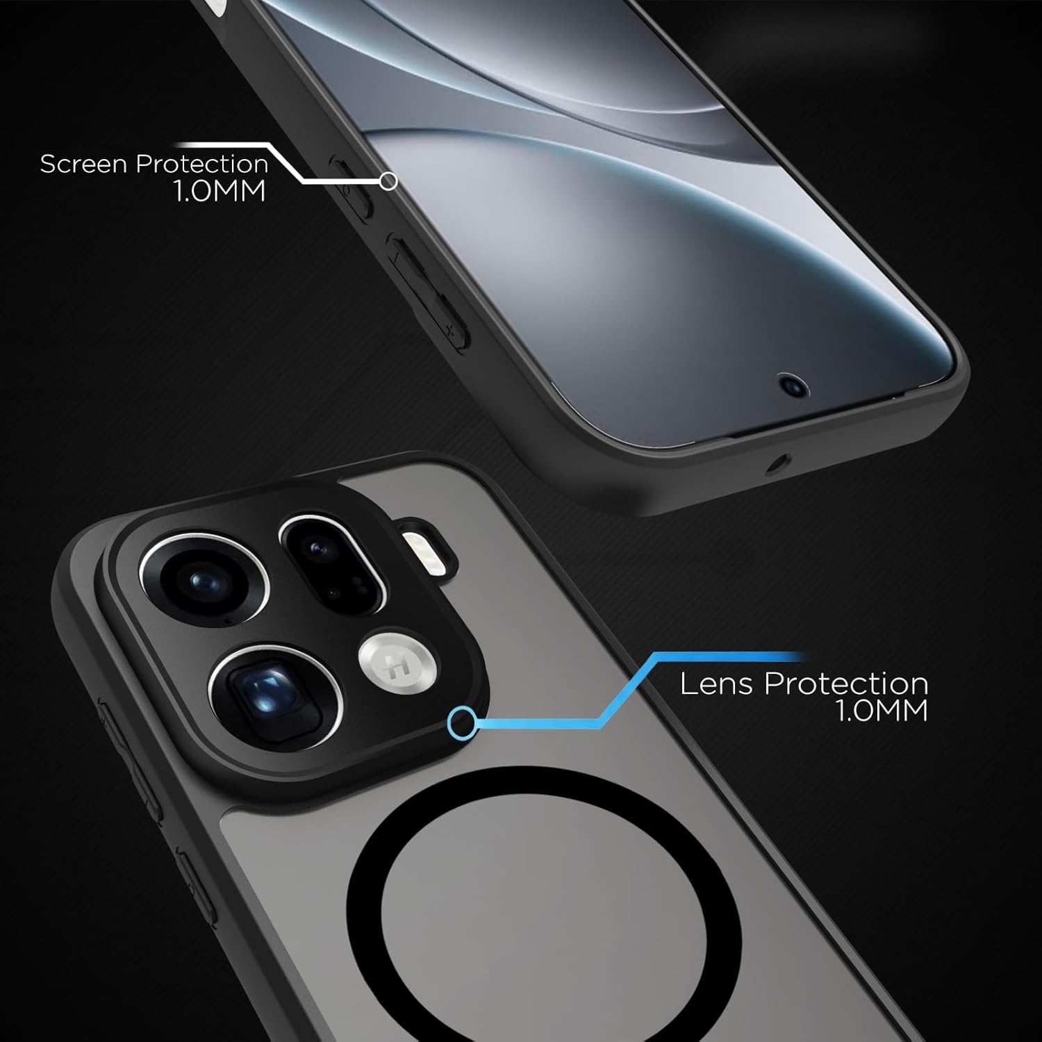 OPPO Find X9 Pro 5G Back Cover Case | Sleek Hybrid - Matte Black Magnetic