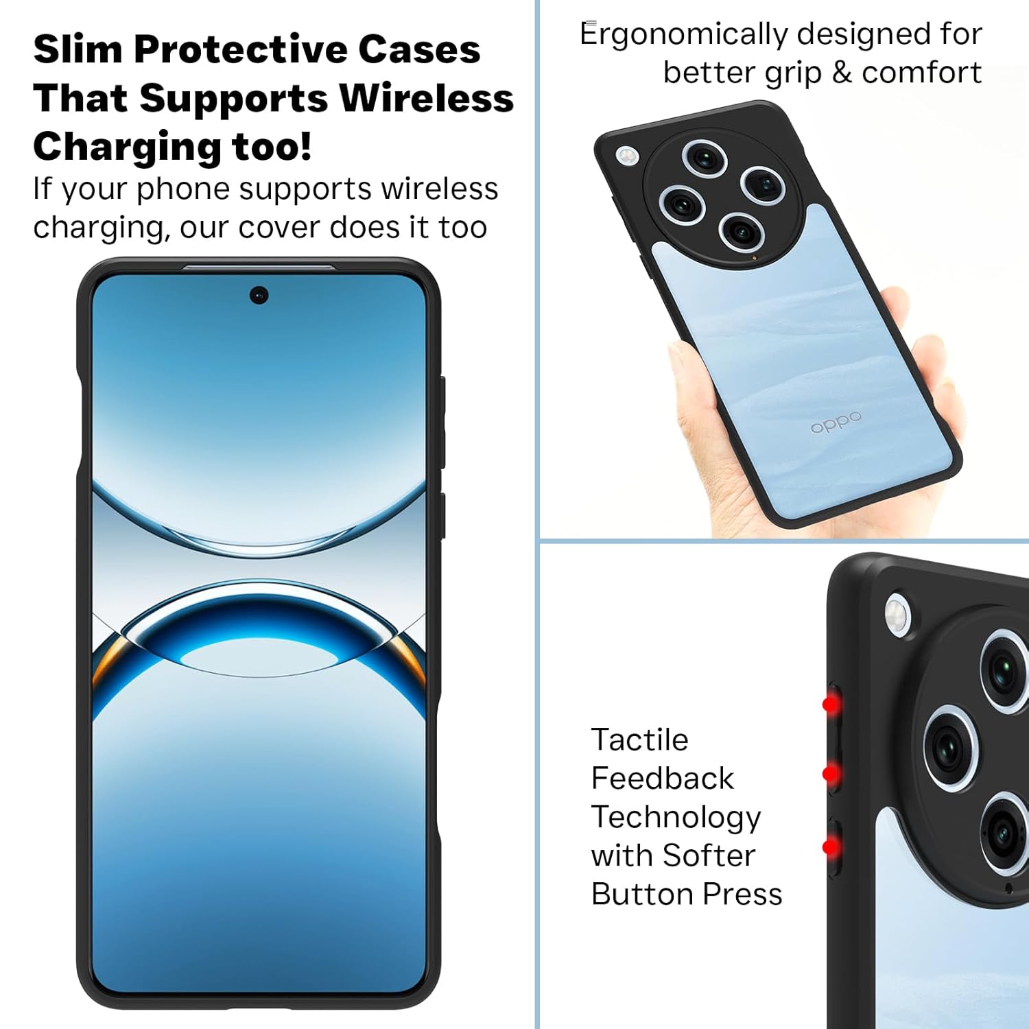 Oppo Find X8 Pro 5G Back Cover Case | Clear Hybrid - Clear Black