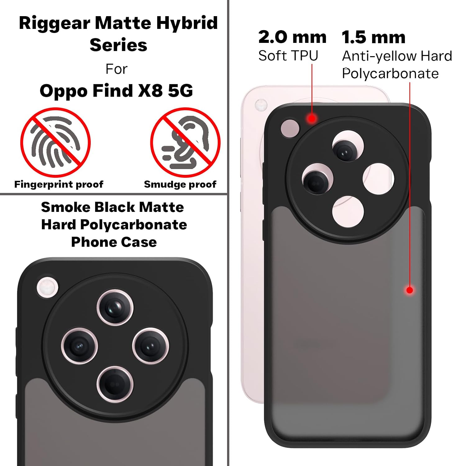 Oppo Find X8 Back Cover Case | Sleek Hybrid - Matte Black