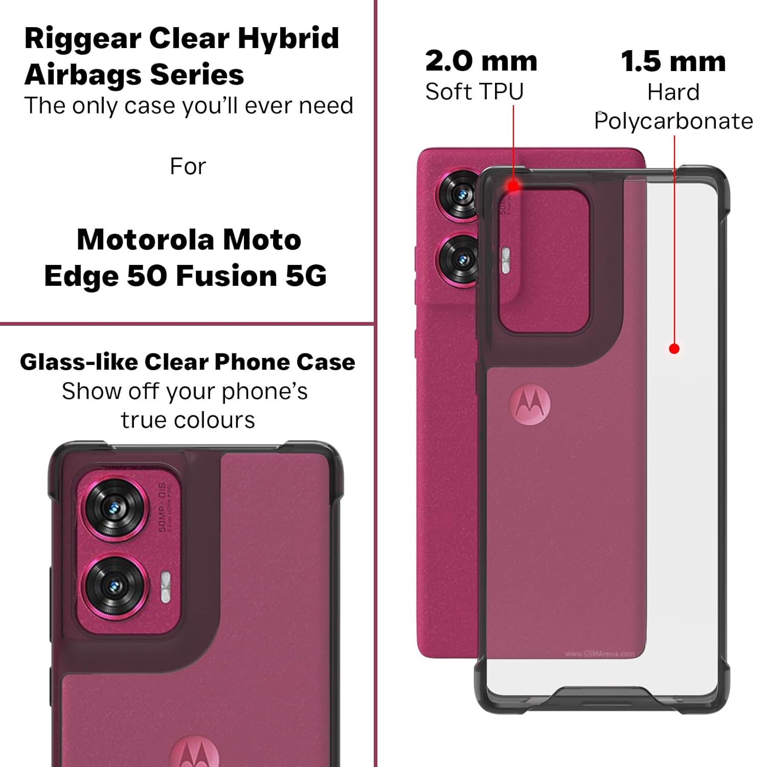 Motorola Edge 50 Fusion / Motorola G96 5G Back Cover Case | Clear Hybrid - Clear