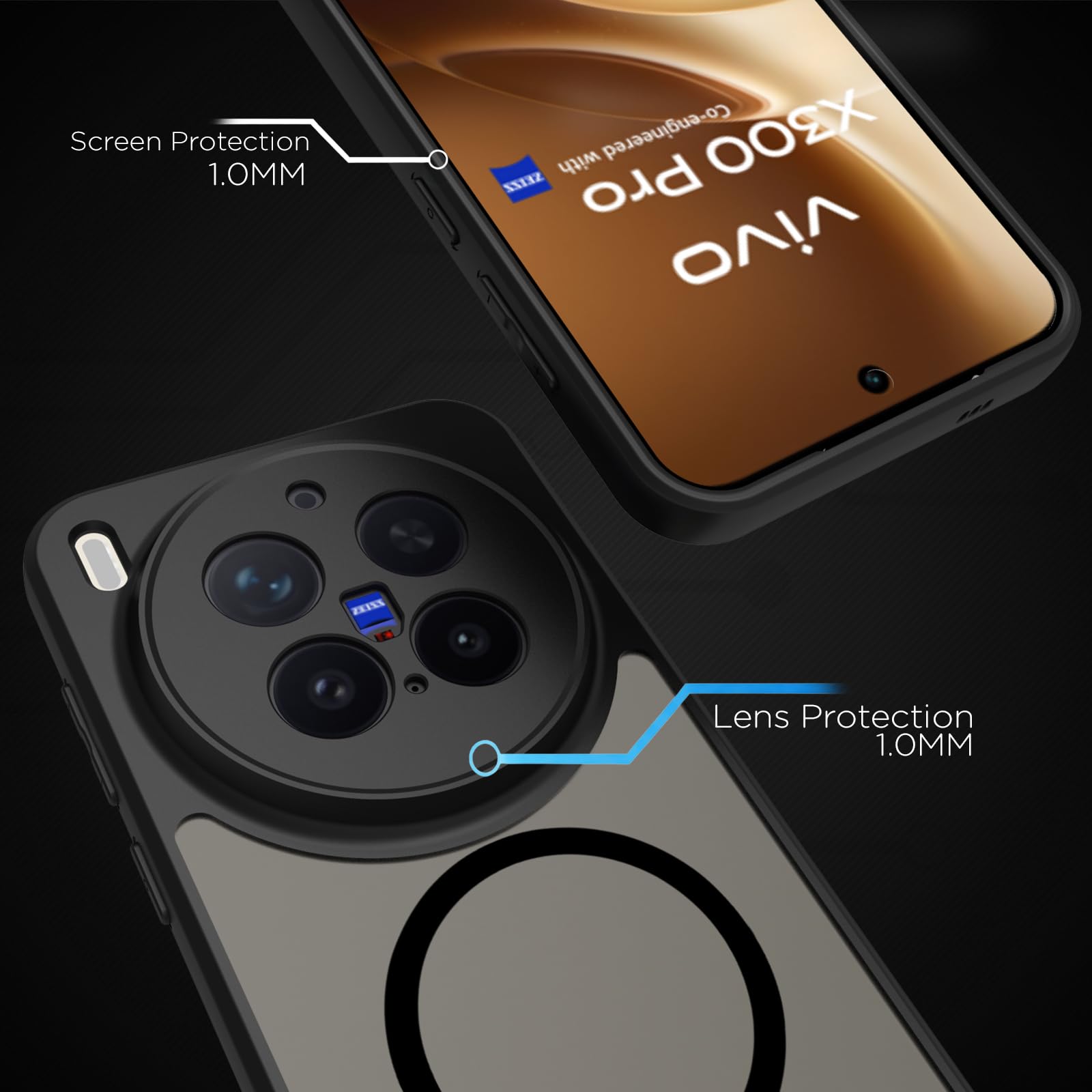 Vivo X300 Pro 5G Back Cover Case | Sleek Hybrid - Matte Black Magnetic