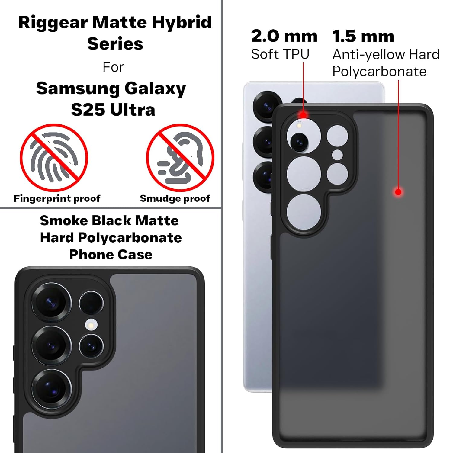 Samsung Galaxy S25 Ultra Back Cover Case | Sleek Hybrid - Matte Black