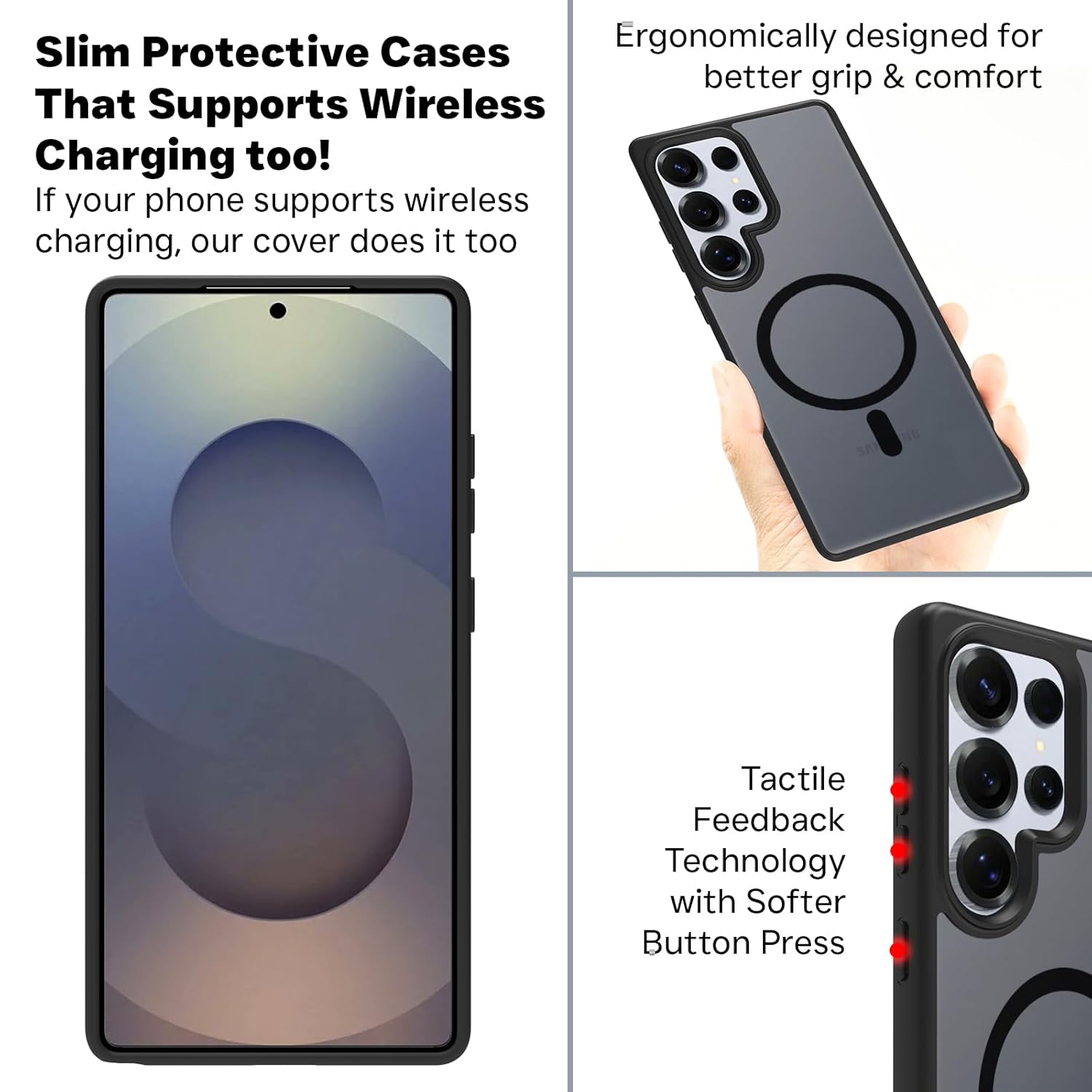 Samsung Galaxy S25 Ultra Back Cover Case | Sleek Hybrid - Matte Black Magnetic