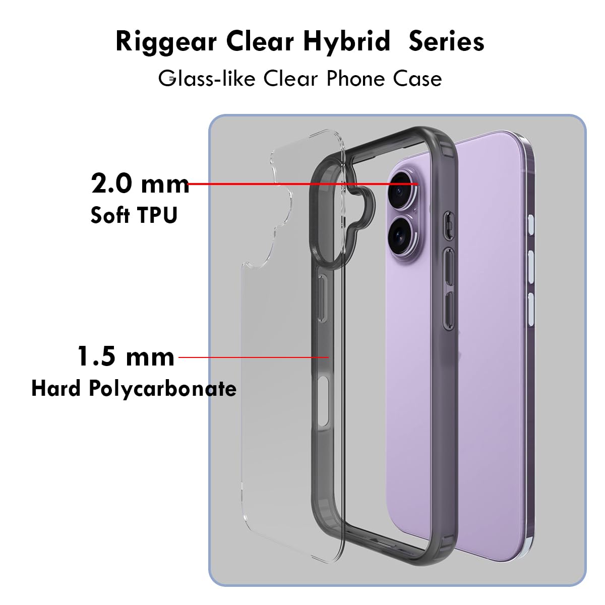iPhone 17 Back Cover Case | Clear Hybrid - Clear Black