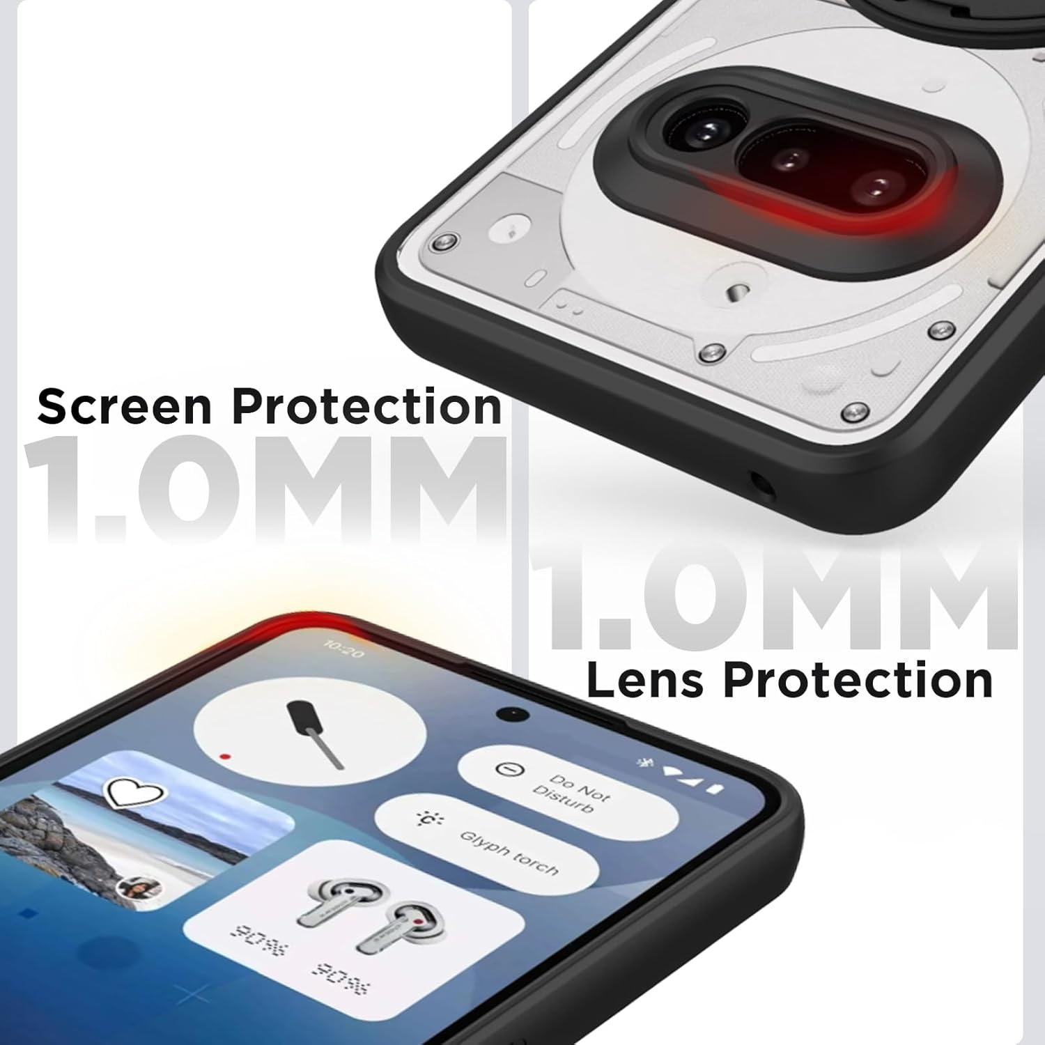 Nothing Phone 3a Ring Stand Back Cover Case | Clear Hybrid - Clear Black Magnetic