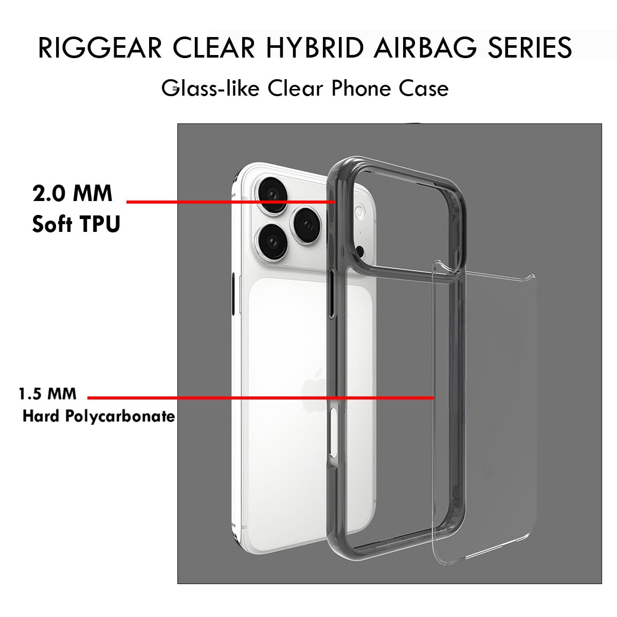 iPhone 17 Pro Max Back Cover Case | Clear Hybrid - Clear Smoke