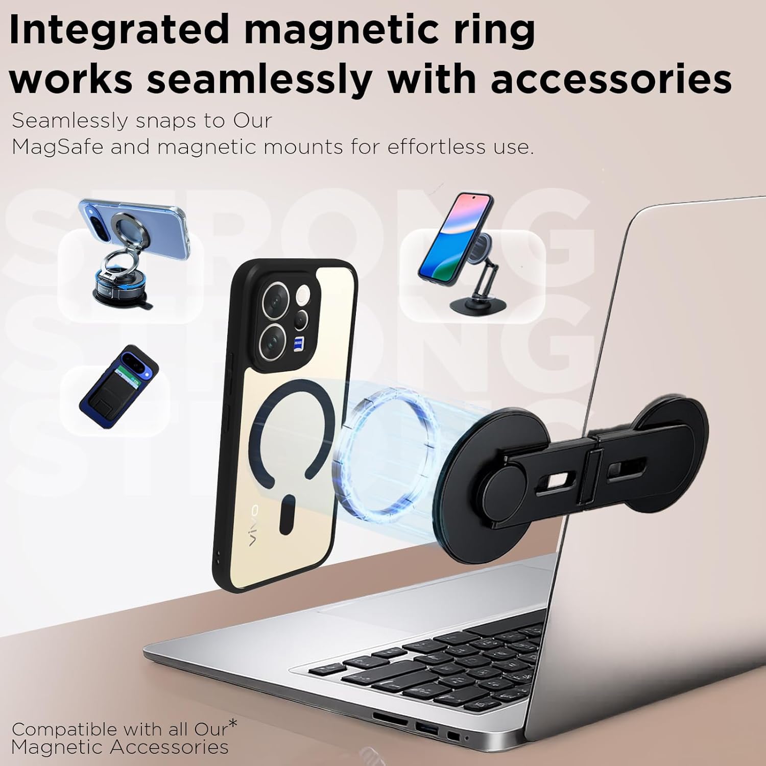 Vivo V70 / V70 Elite 5G Back Cover Case | Sleek Hybrid - Clear Black Magnetic