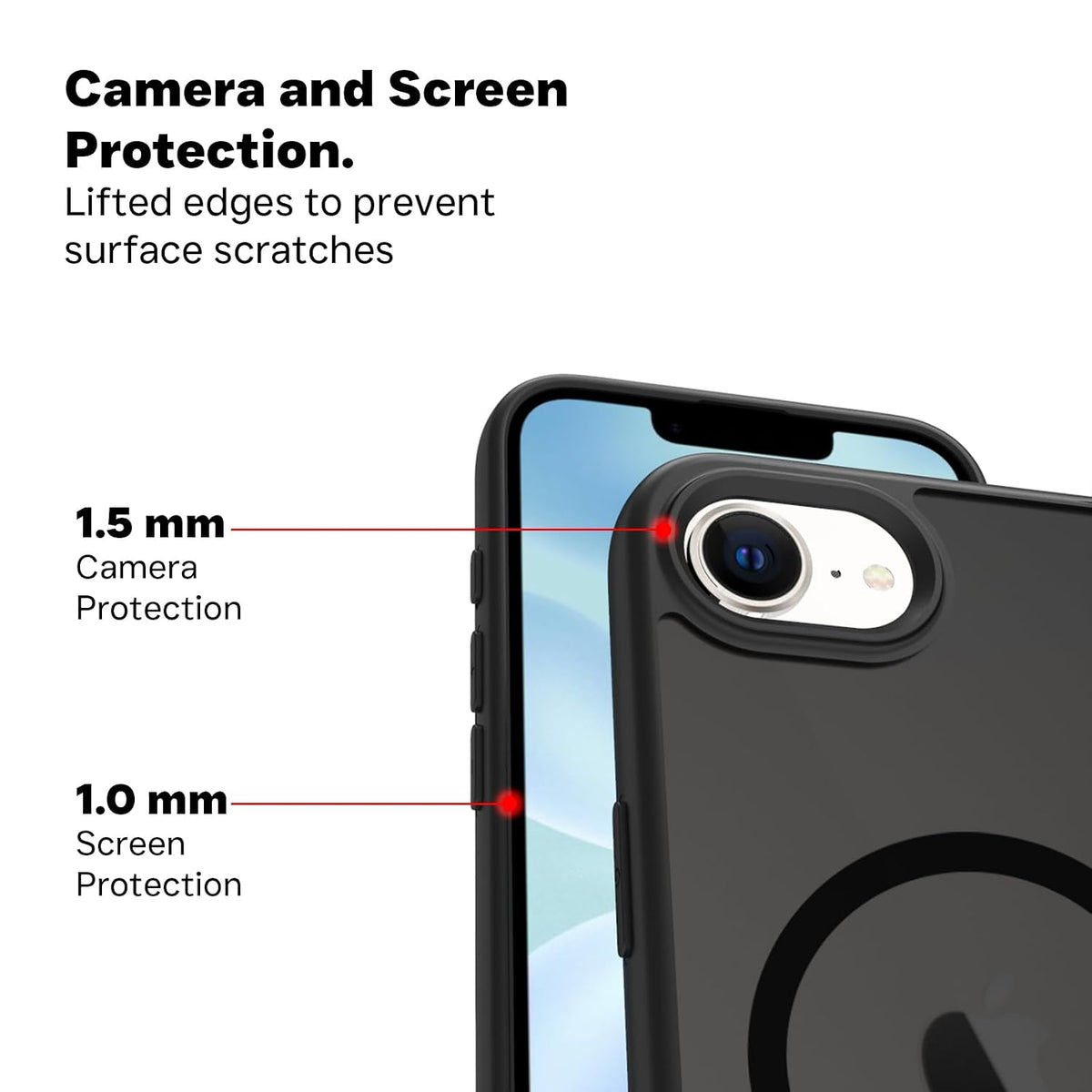iPhone 17e / iPhone 16e Back Cover Case | Tough Hybrid - Matte Black Magnetic